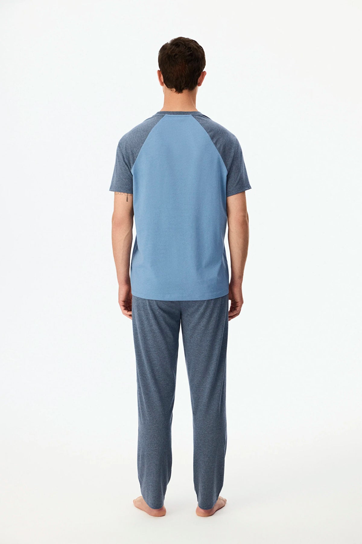Erkek Tailored Blue Pantolon Kısa Kollu Pijama Takımı