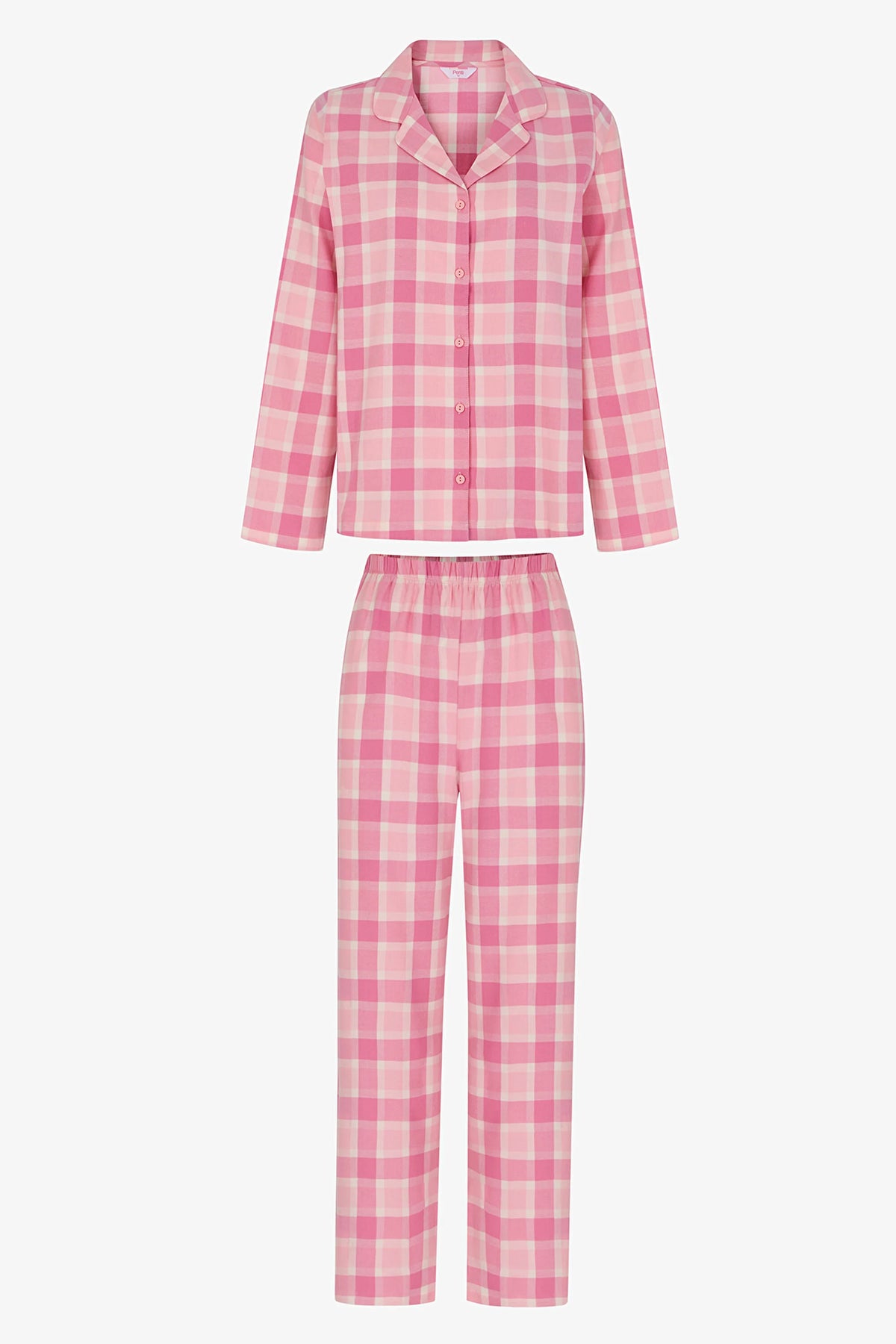Pembe Cozy Pink Checked Ekoseli Uzun Kollu Gömlek Pantolon Pijama Takımı