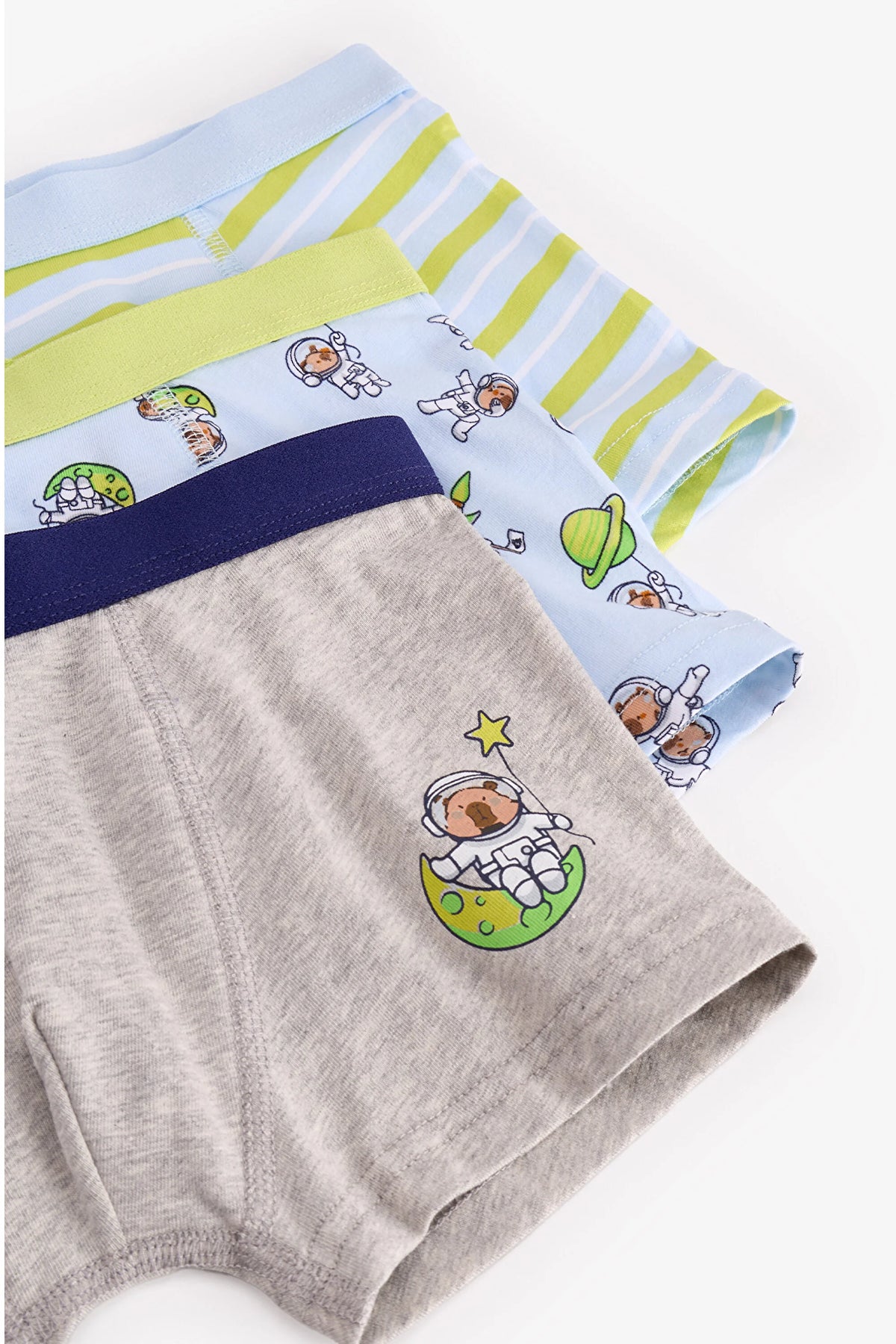 Erkek Çocuk Mavi Capybaras Space Pamuklu 3'lü Boxer