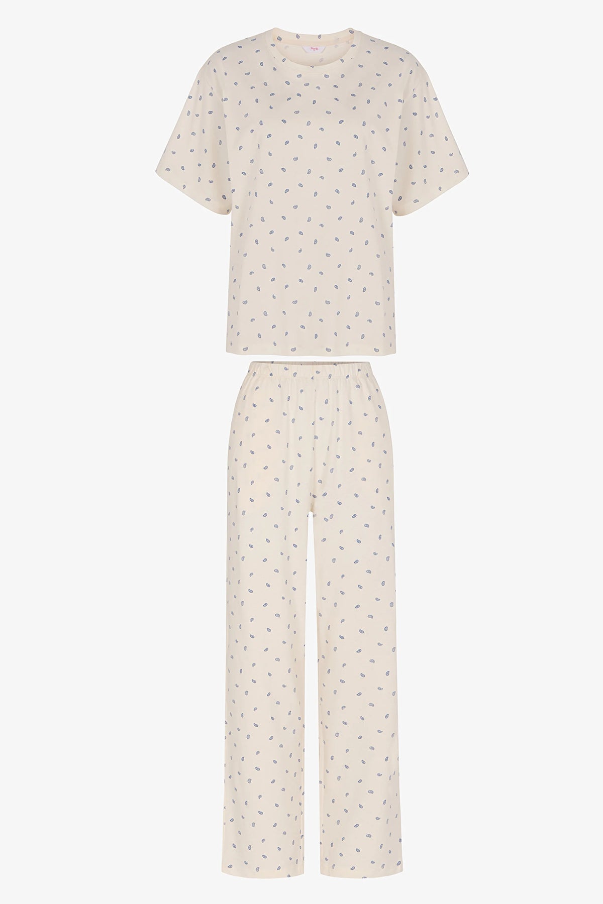 Gardenya Hallie Şal Desenli Kısa Kollu Pantolon Pijama Takımı