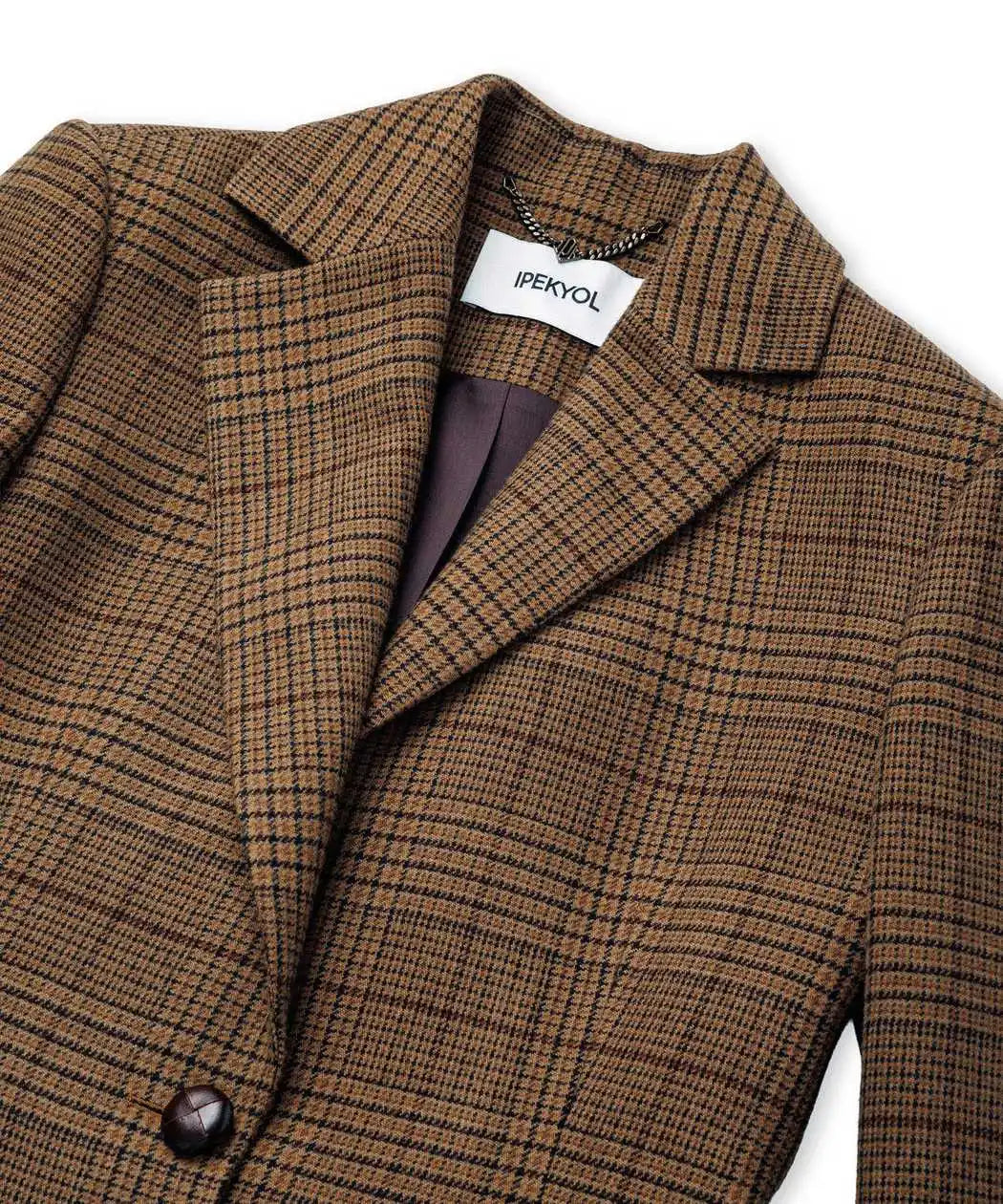 Kahverengi Ekose Desen Bel Vurgulu Blazer Iw6260106145074 | Ipekyol