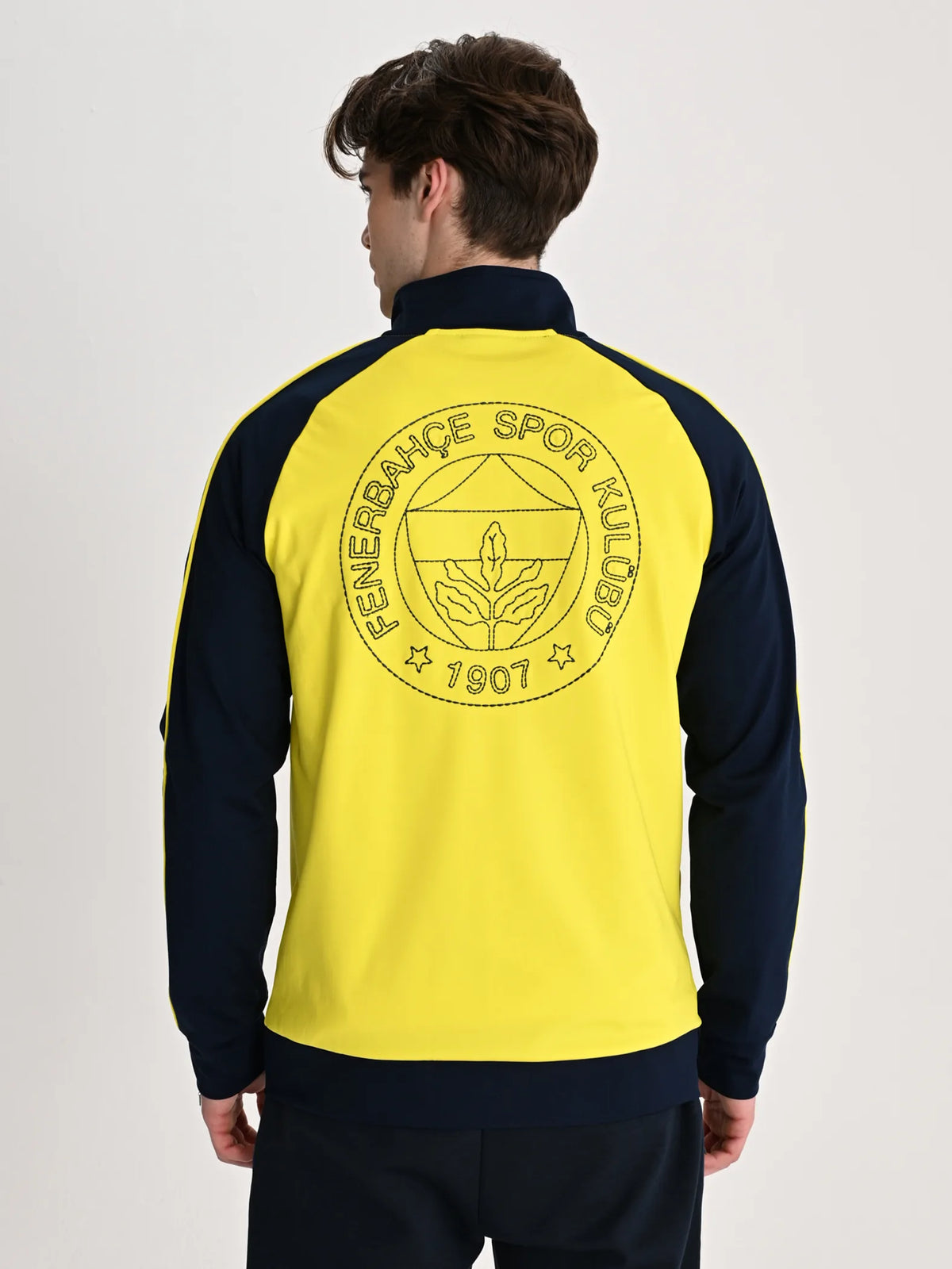 Fenerbahçe Sarı Tribün Nakış Logolu Erkek Oversize Sweatshirt