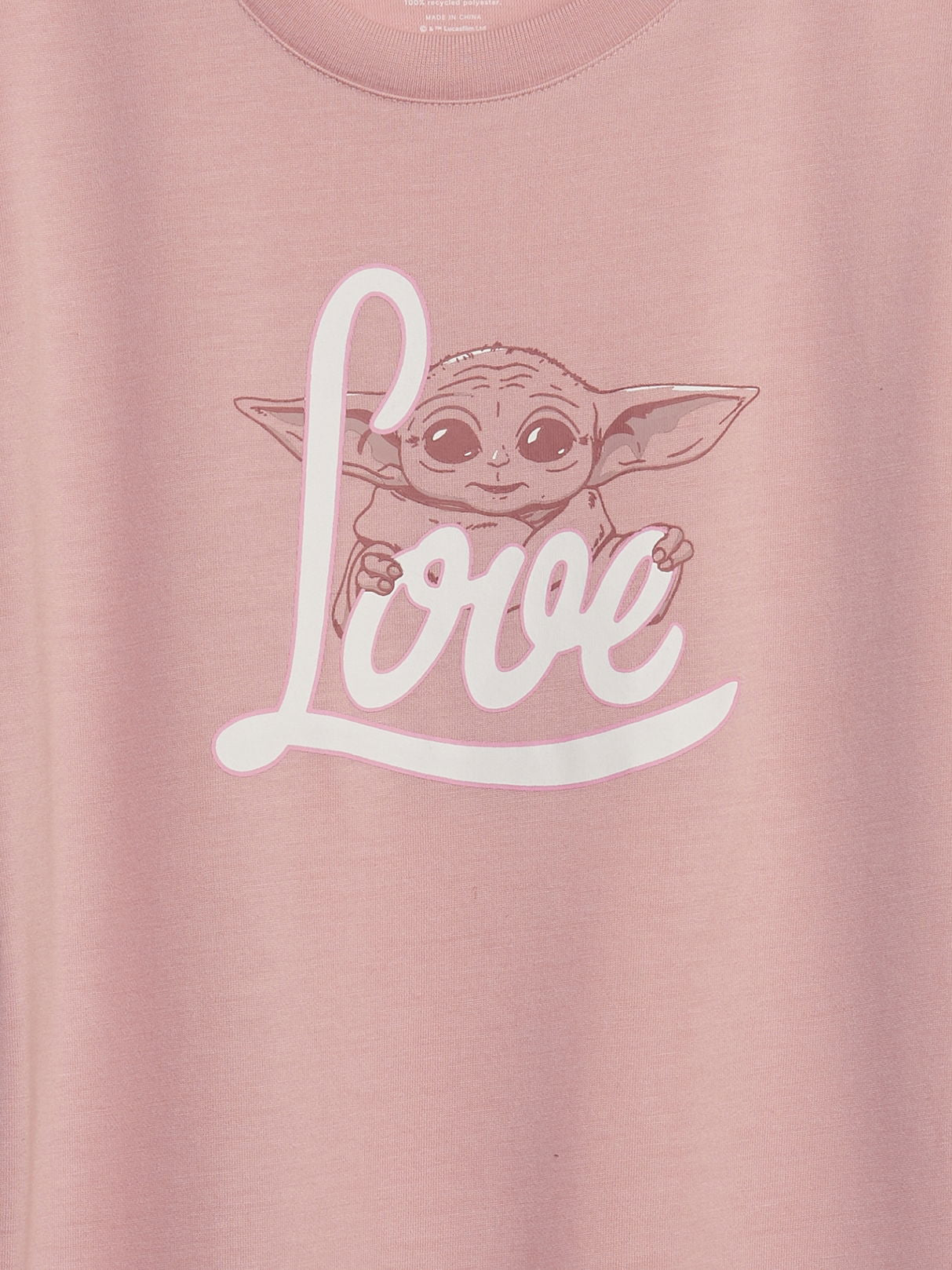 Pembe Star Wars™ Grogu Baskılı Geri Dönüştürülmüş T-shirt Elbise