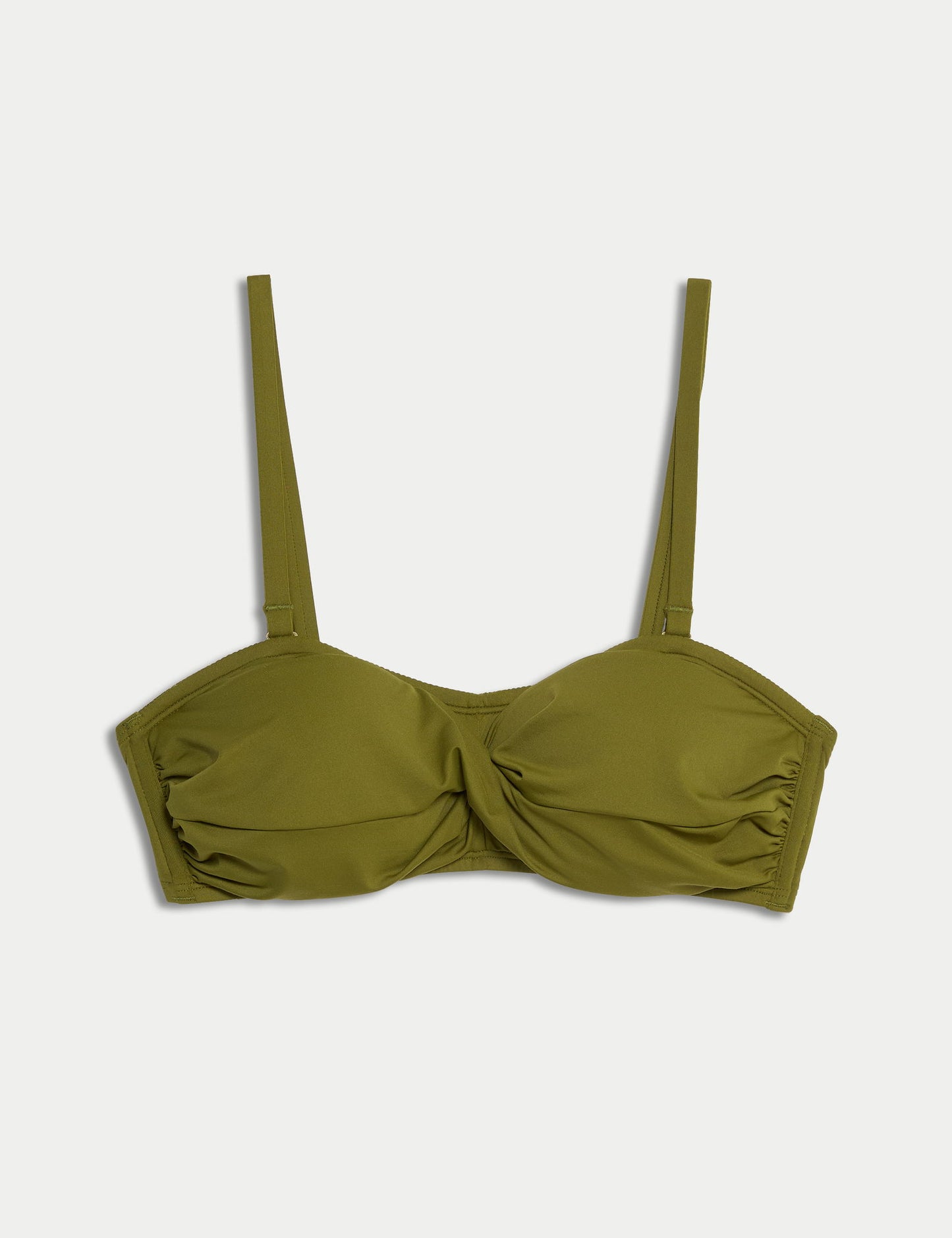 Destekli Önü Büzgülü Bandeau Bikini Üstü