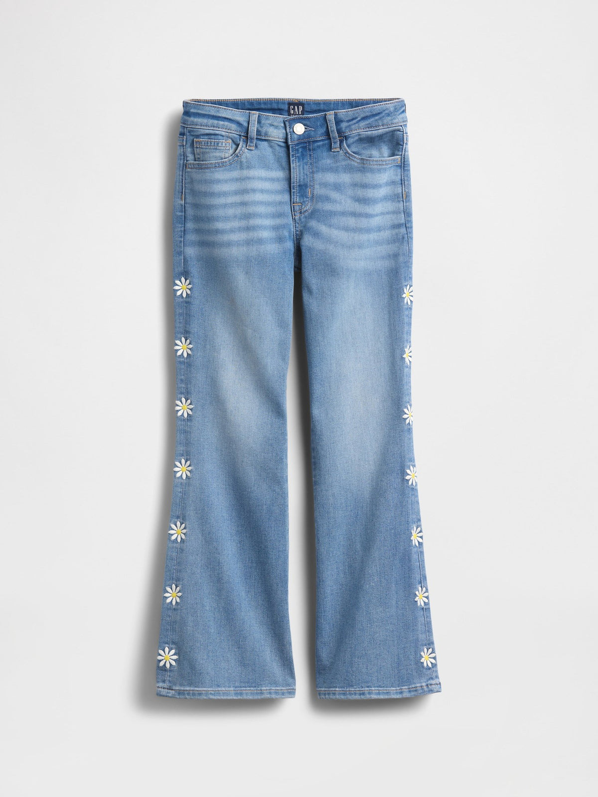 Mavi High Rise Işlemeli '70s Flare Jean Pantolon