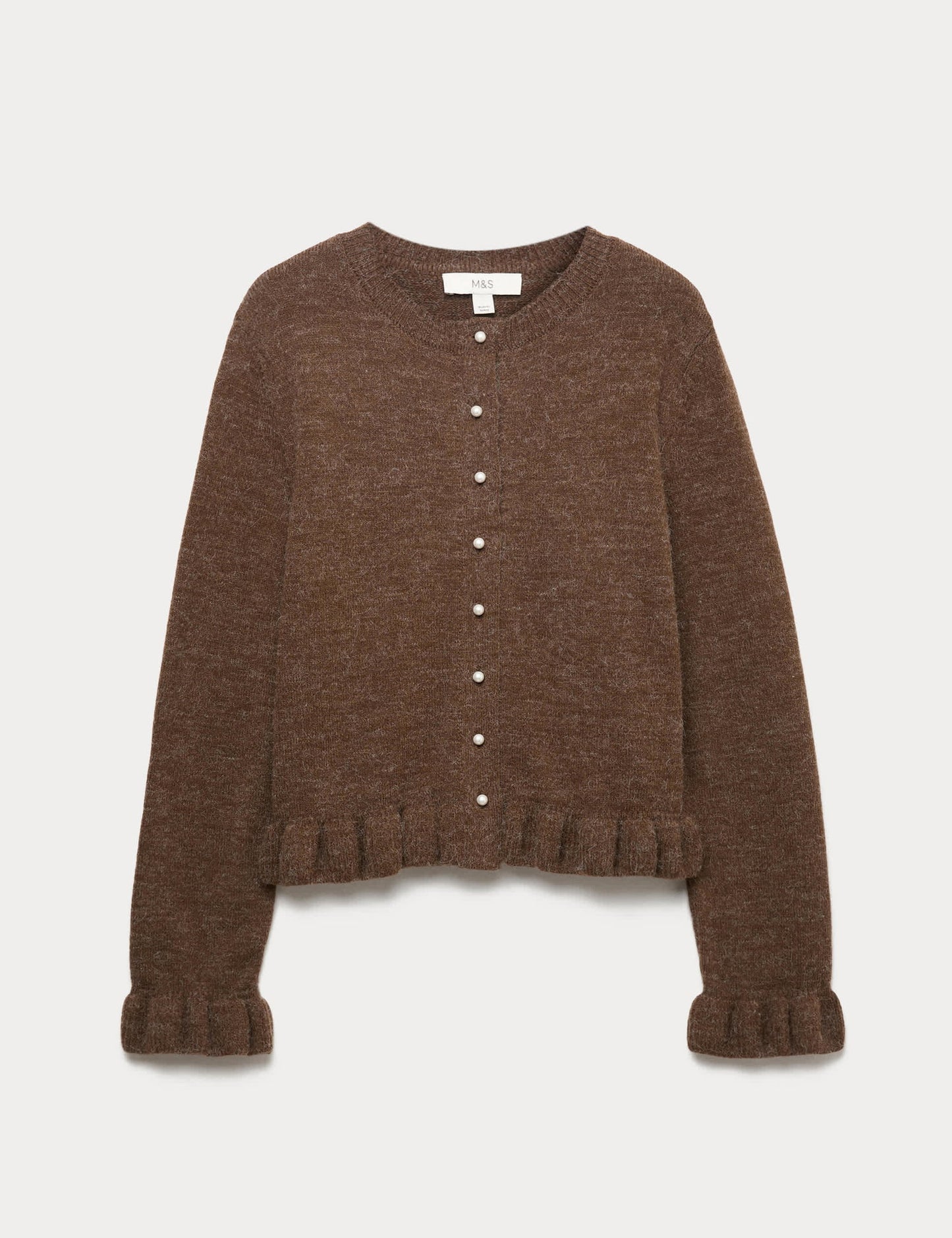 Dokulu Fırfırlı Detaylı Yünlü Hırka