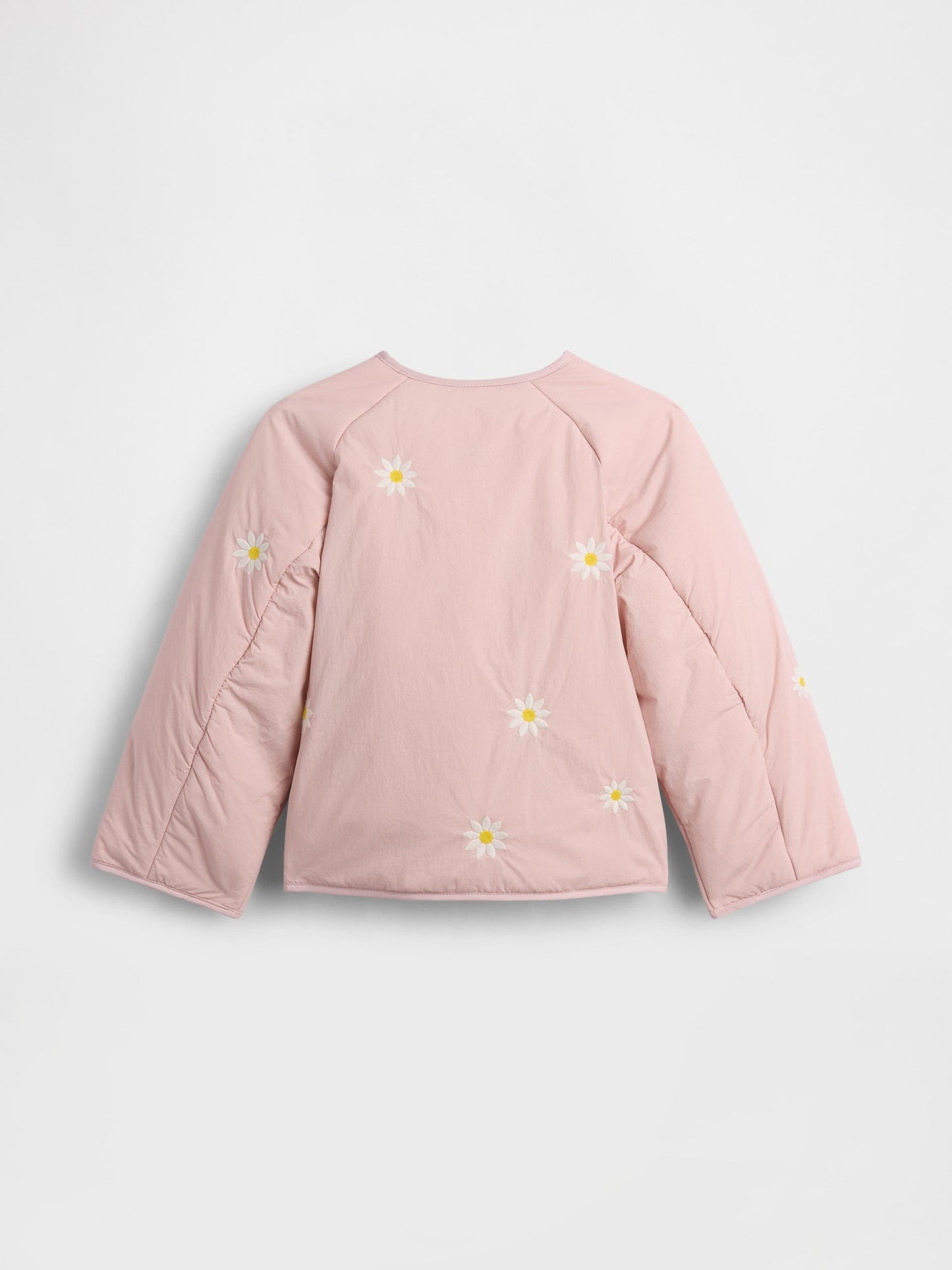 Açık Pembe Floral Embroidered Kapitone Ceket