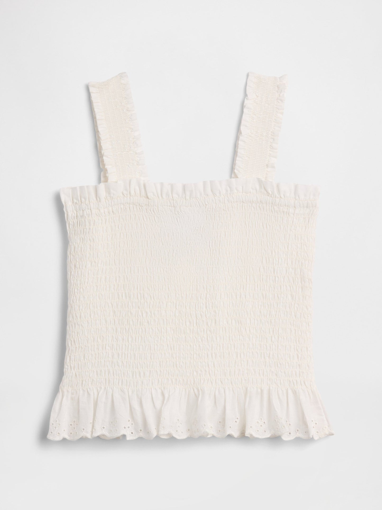 Beyaz Smocked Peplum Bluz