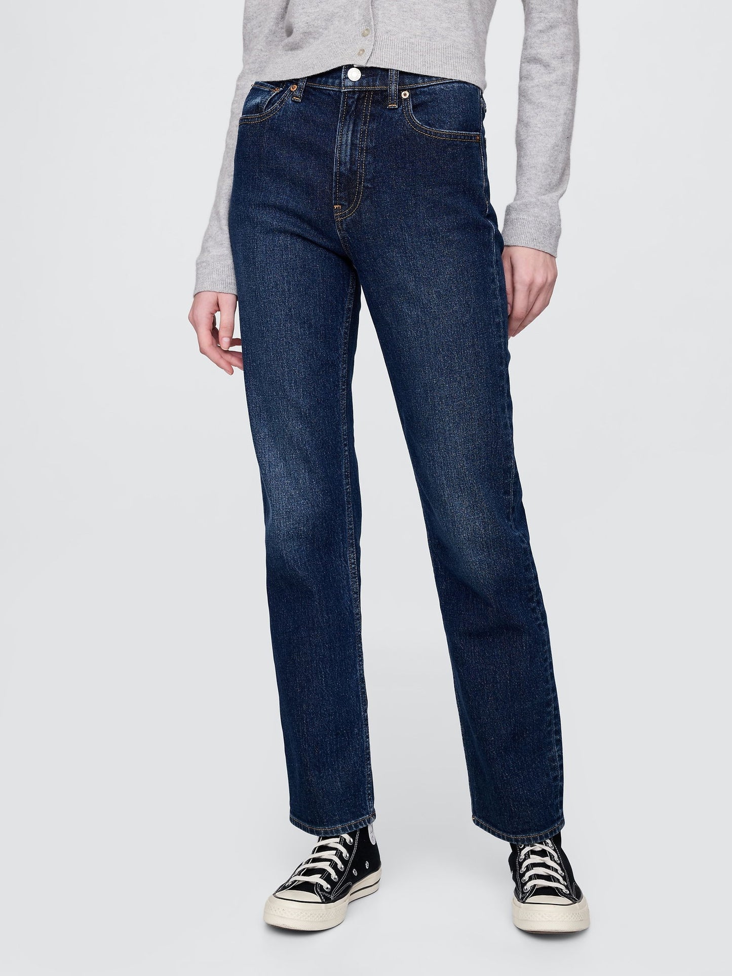Lacivert High Rise '90s Straight Jean Pantolon