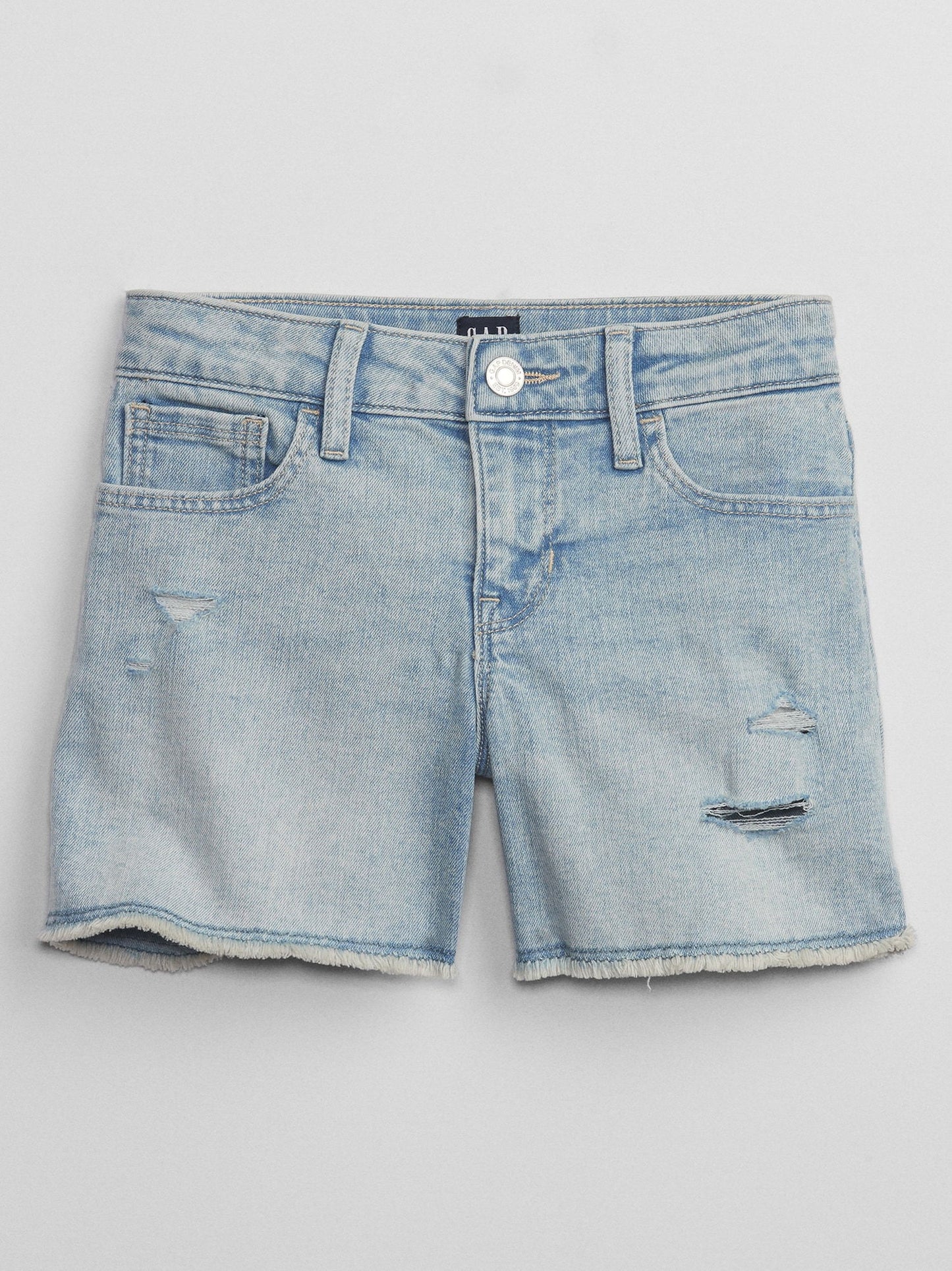 Açık Mavi Mid Rise Midi Denim Şort