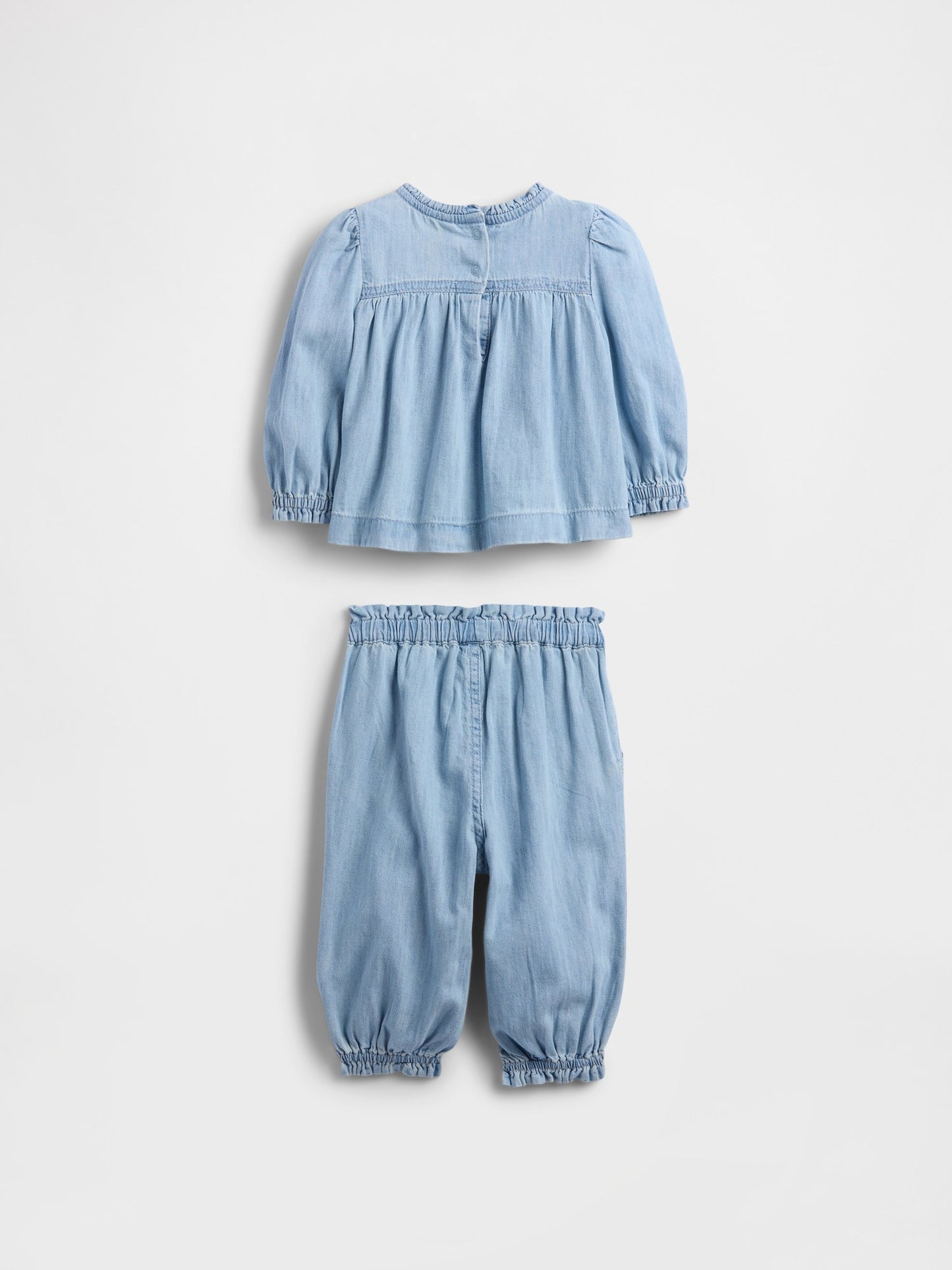 Açık Mavi Denim Volanlı Outfit Set