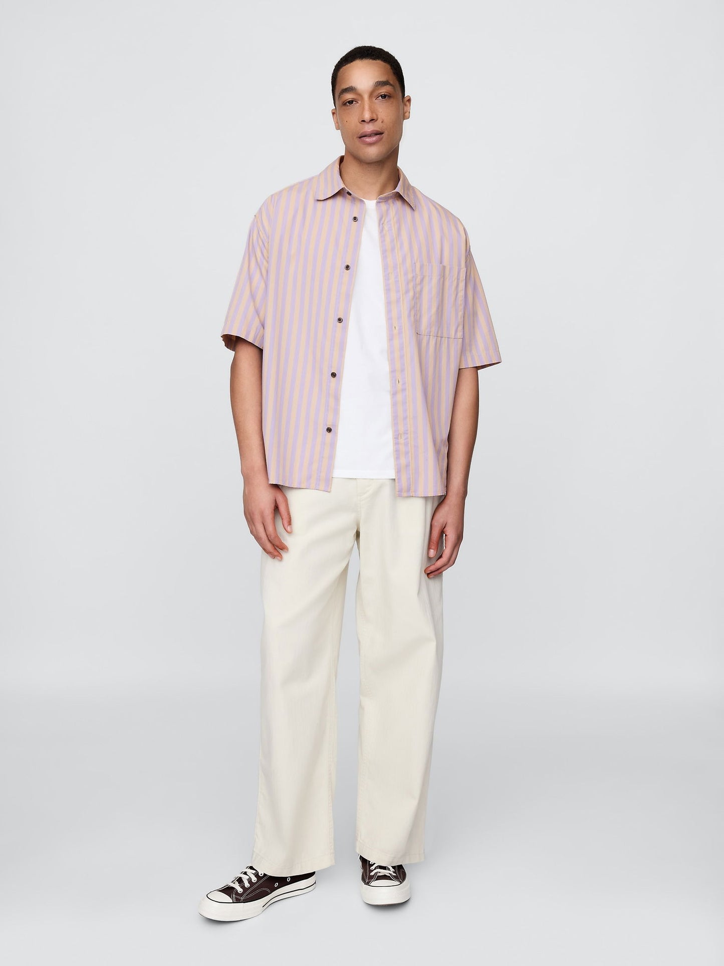 Açık Lila Organik Pamuk Oversize Poplin Gömlek