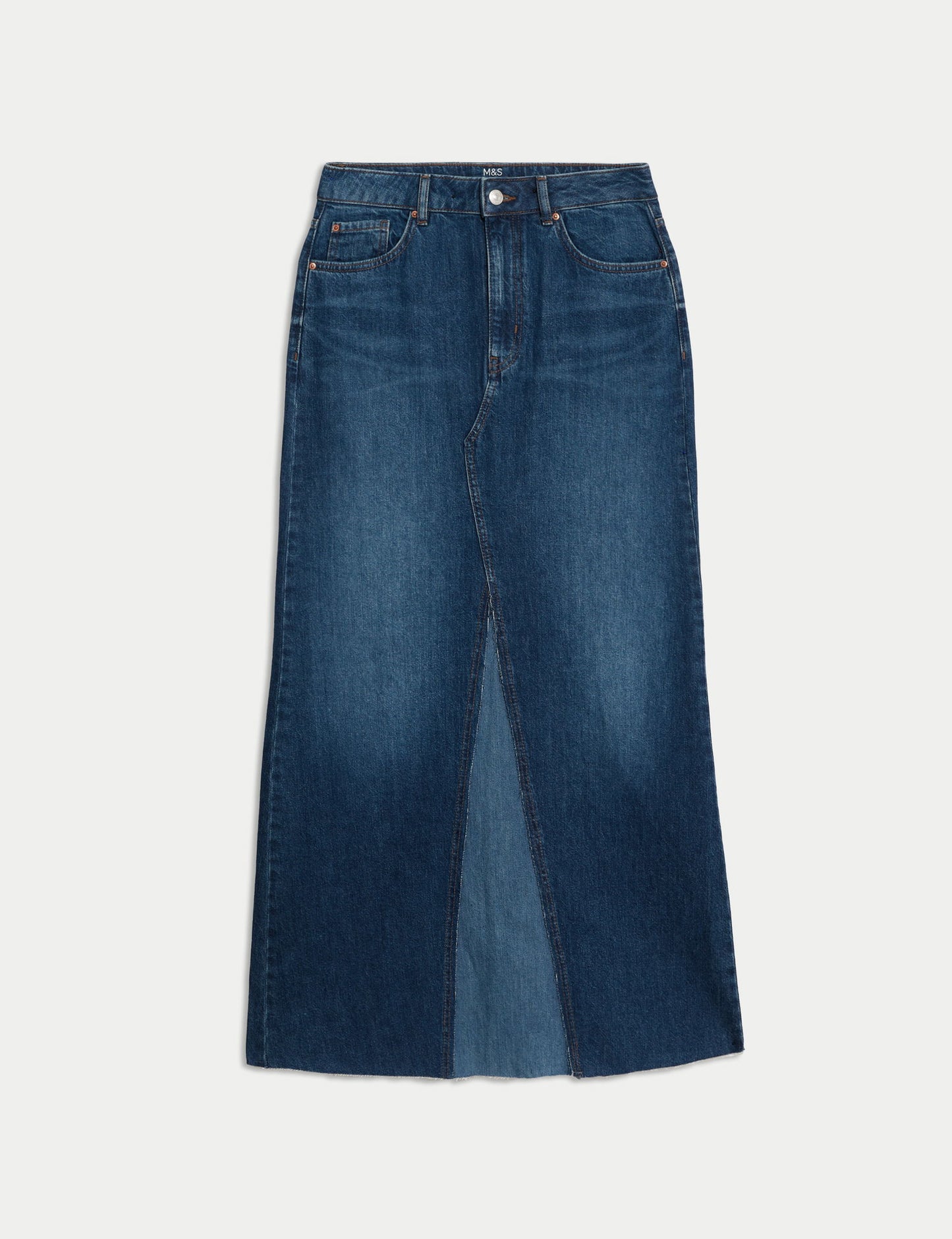 Saf Pamuklu Maxi Denim Etek