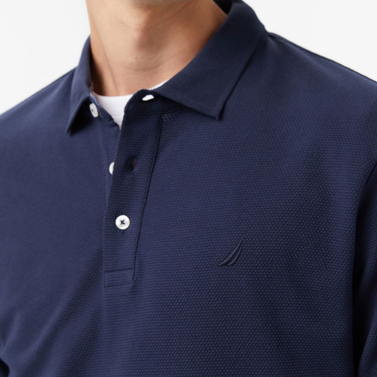 Nautica Erkek Lacivert Classic Fit Uzun Kollu Polo Yaka T-shirt