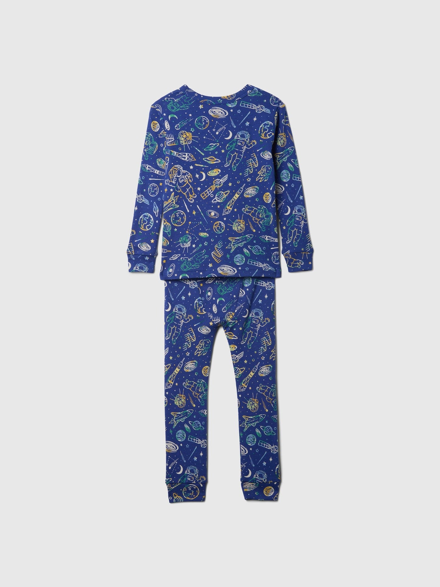 Mavi %100 Organik Pamuk Desenli Pijama Takımı
