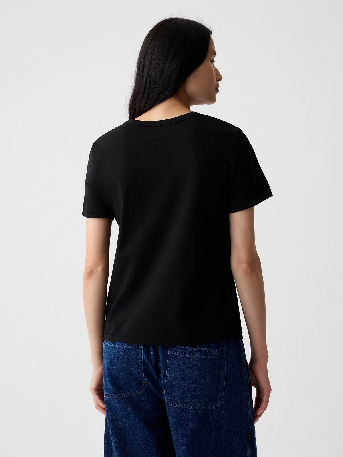 Siyah %100 Pamuk Vintagesoft Bisiklet Yaka T-shirt