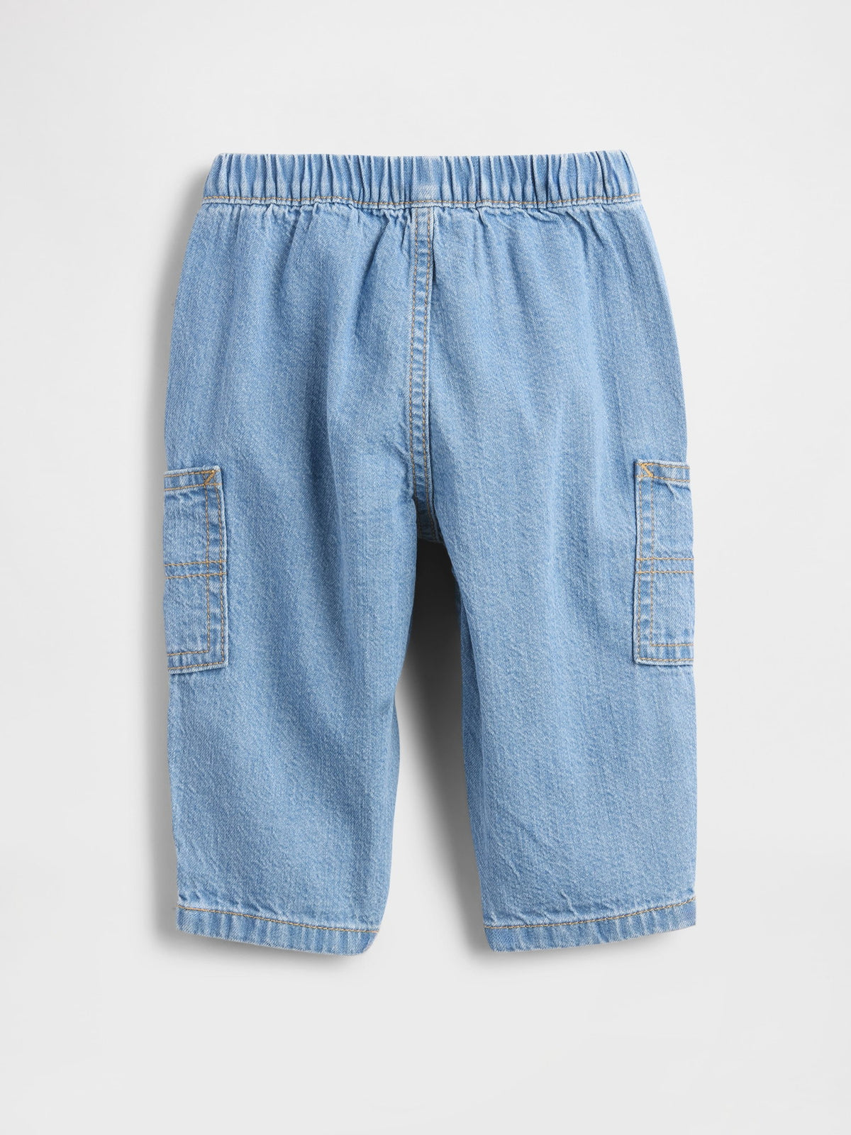 Açık Mavi Pull-on Barrel Kargo Jean Pantolon