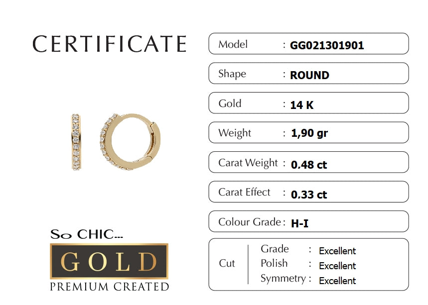 Sarı Altın Sertifikalı Premium Created Taşlı Halka Küpe Gg02130190199