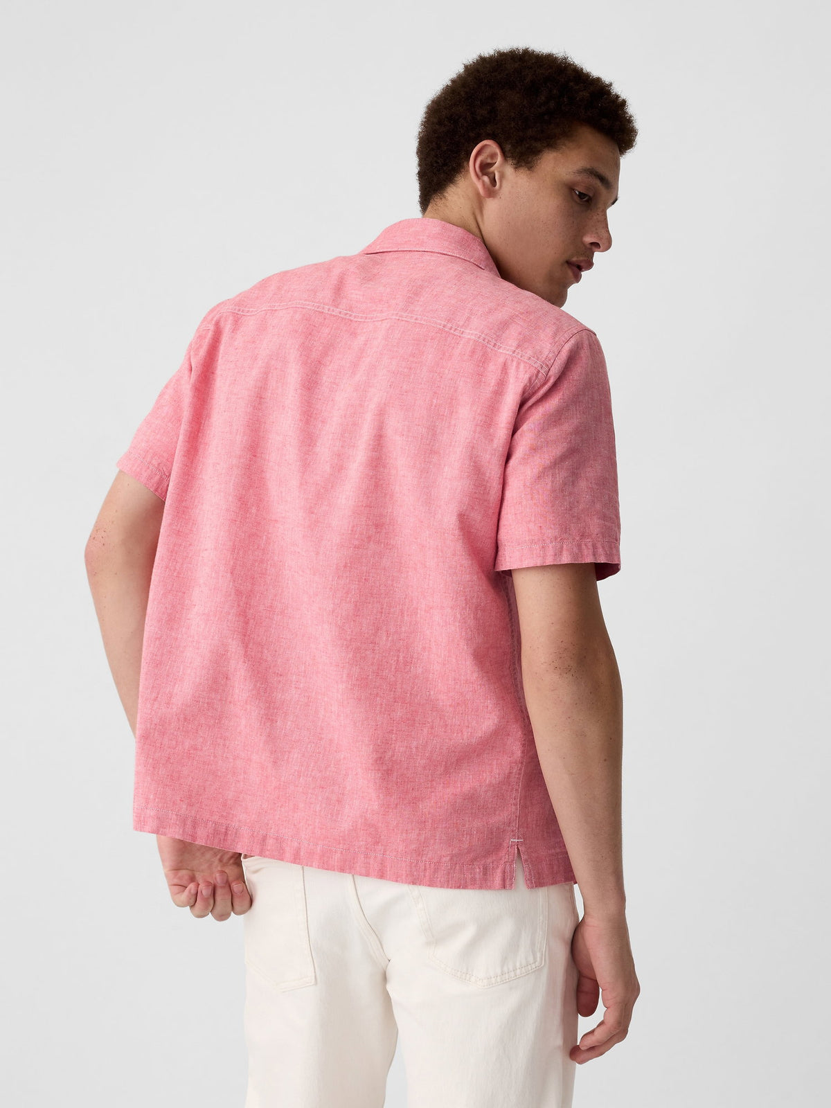 Pembe Standart Fit Çiçek Desenli Vacay Gömlek