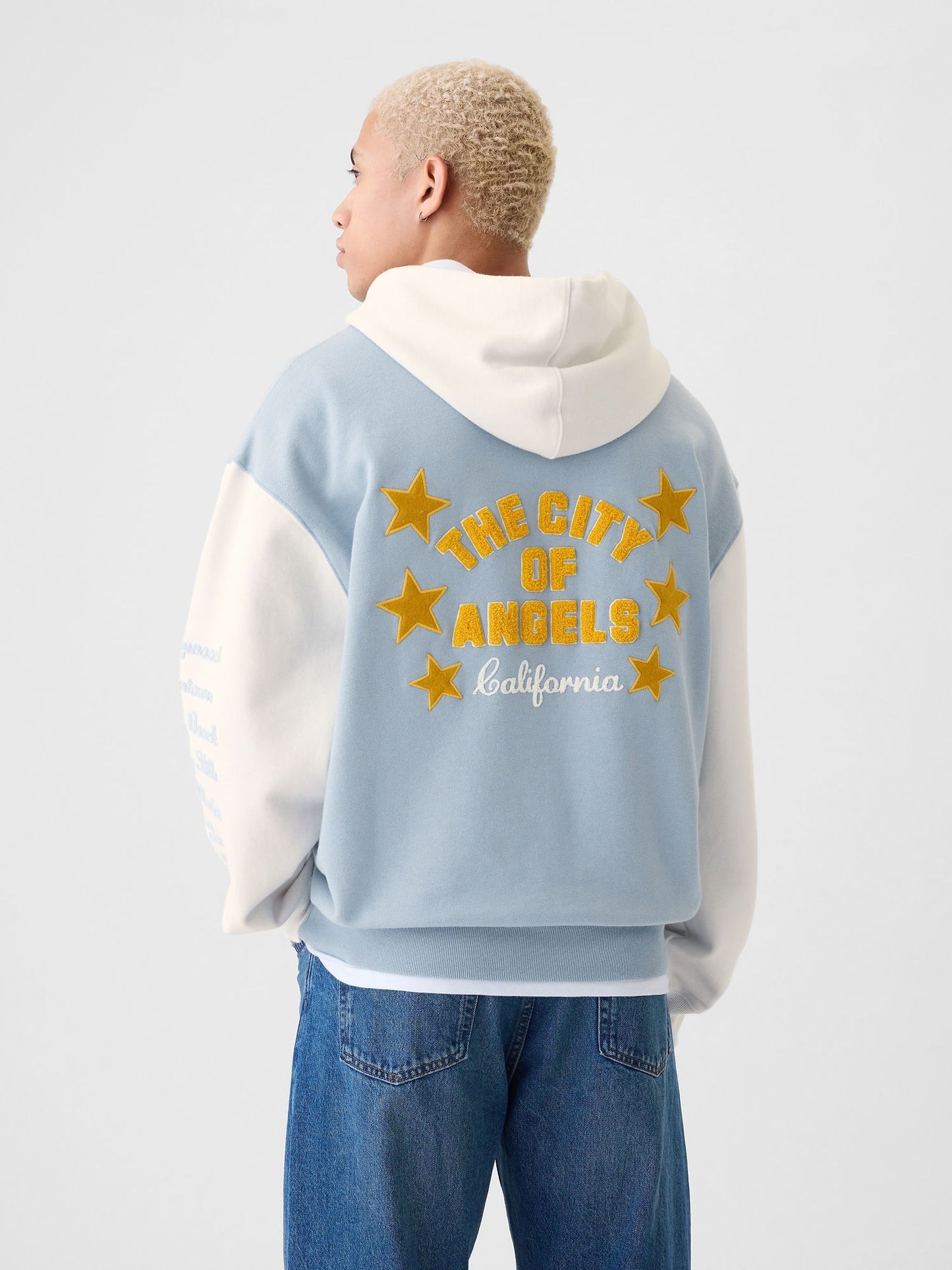 Mavi Gap Logo Los Angeles Şehir Logolu Kapüşonlu Sweatshirt
