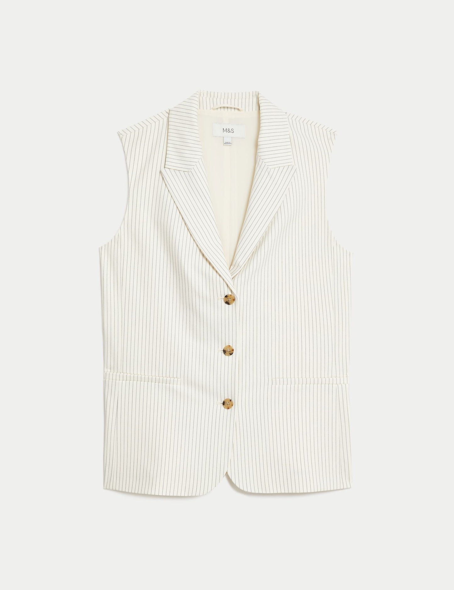 Tailored Fit Çizgili Uzun Klasik Yelek