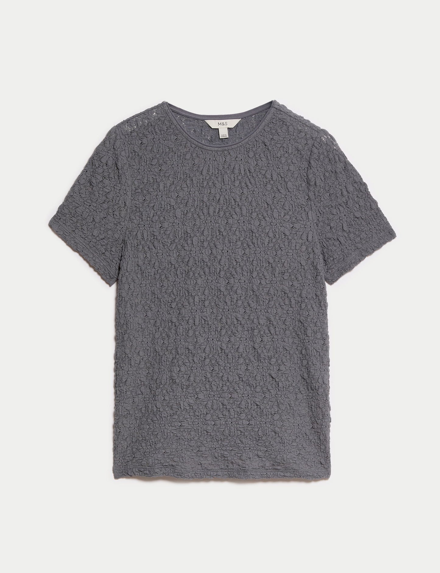Pamuklu Dokulu Kısa Kollu T-shirt