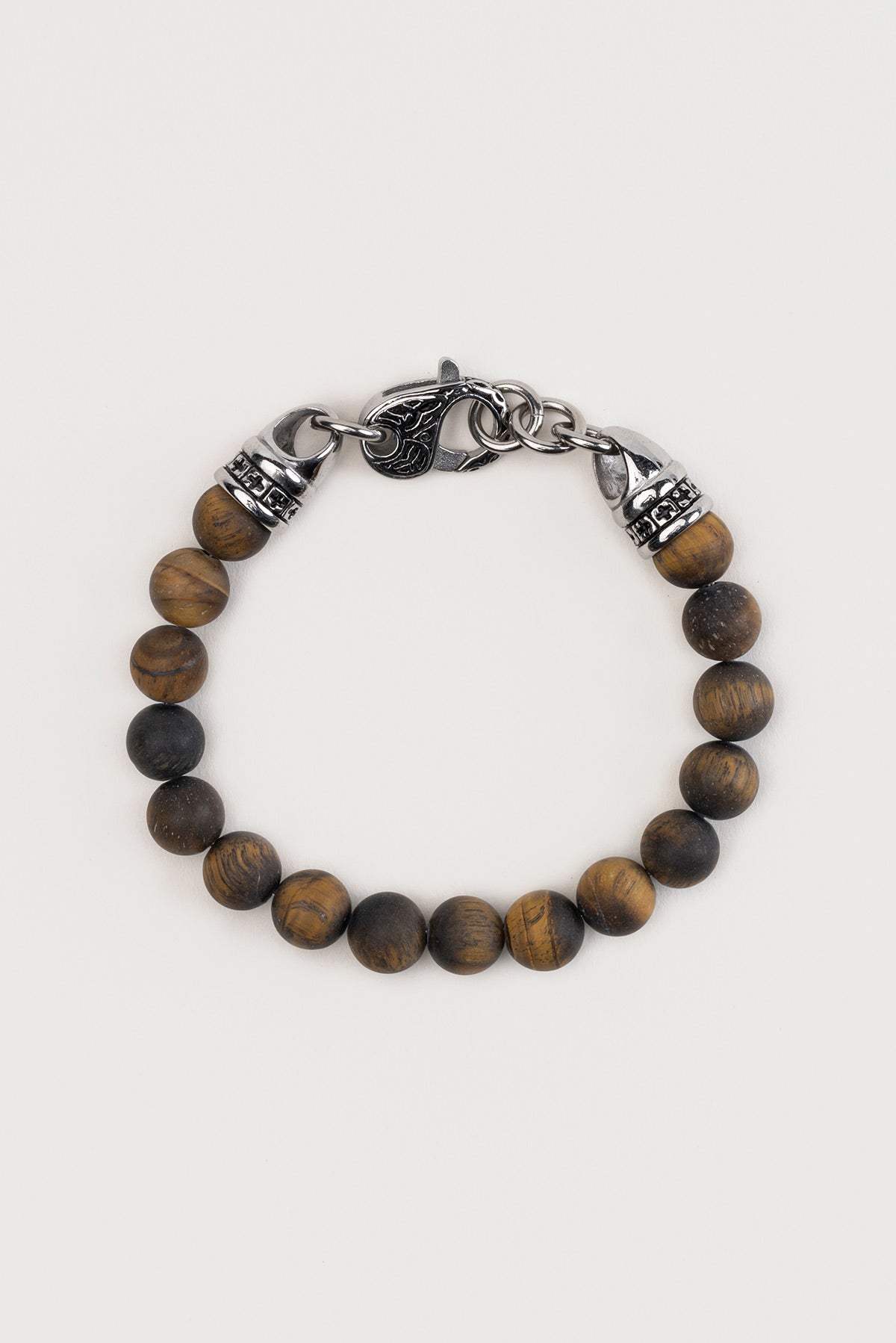 Kaplan Gözü Taşlı Çelik Erkek Bileklik 02434291121