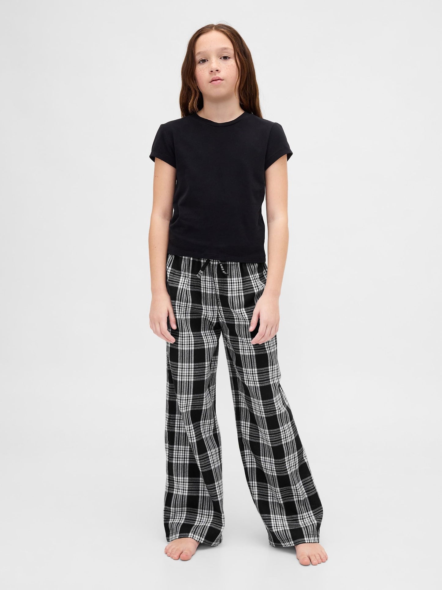 Siyah Gap × Disney Tim Burton’s The Nightmare Before Christmas Skull Flannel Pijama Altı