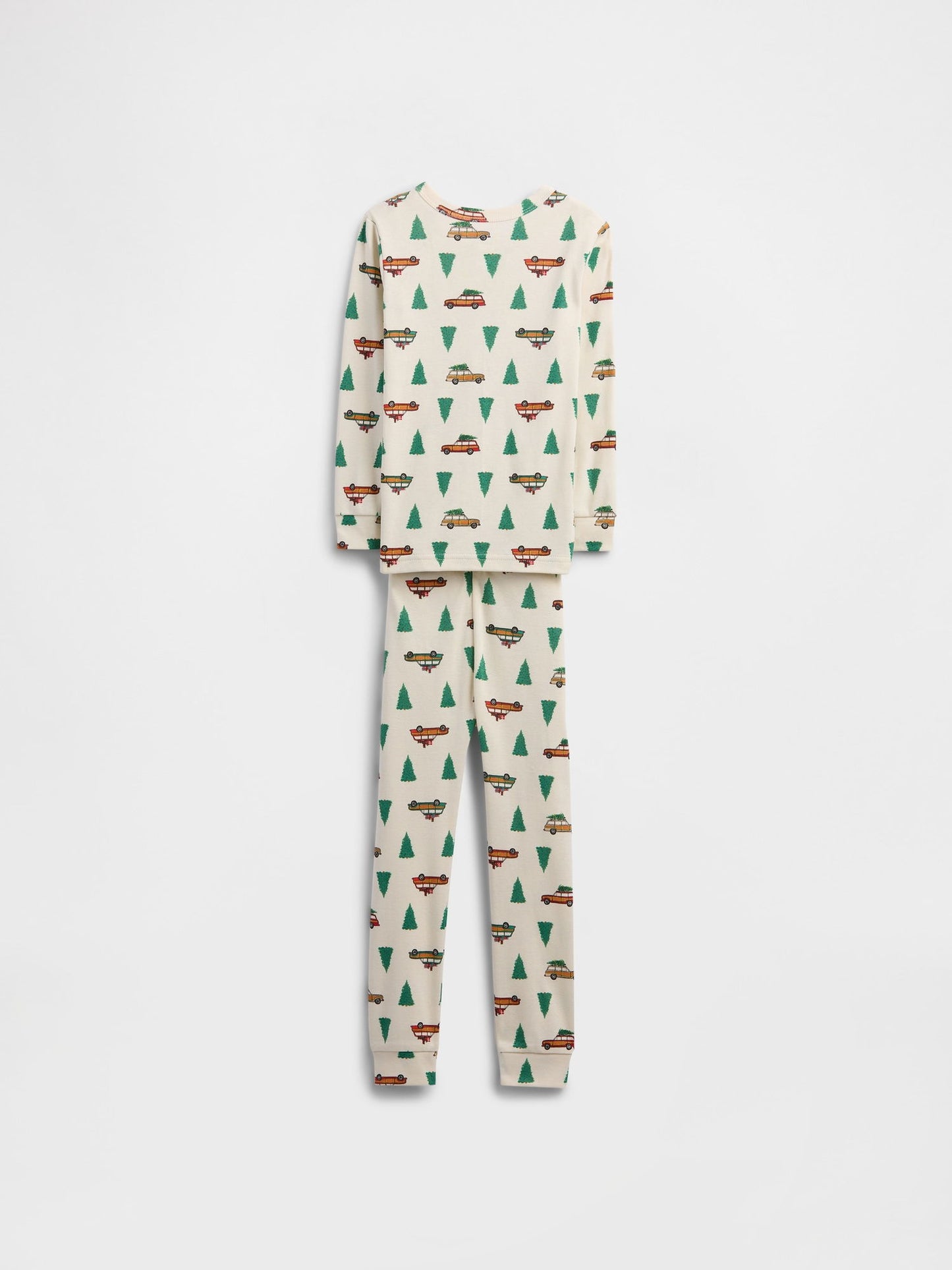 Kırık Beyaz %100 Organik Pamuk X-mas Tree Baskılı Pijama Takımı