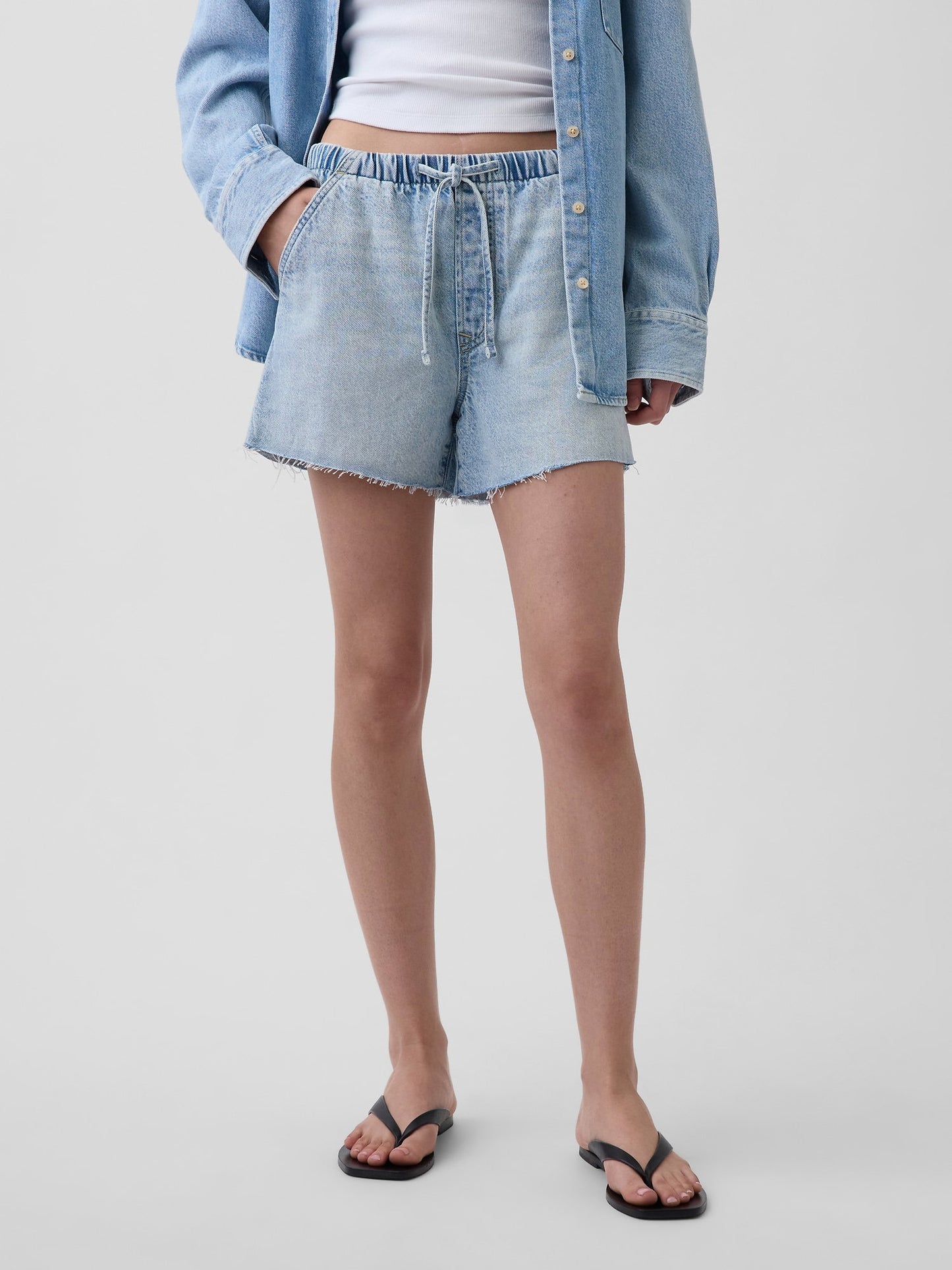 Açık Mavi Ultrasoft Low Slung Easy Denim Şort