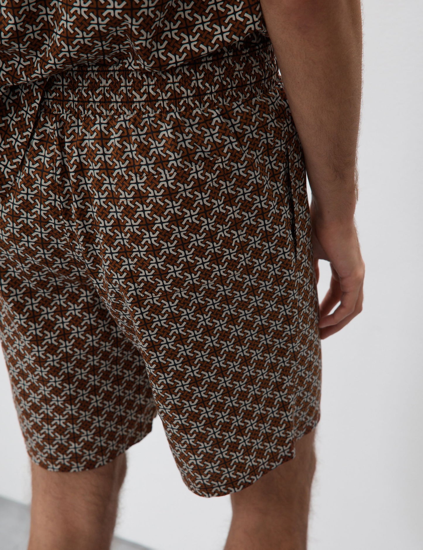 Pamuk Karışımlı Geometrik Desenli Pijama Şortu