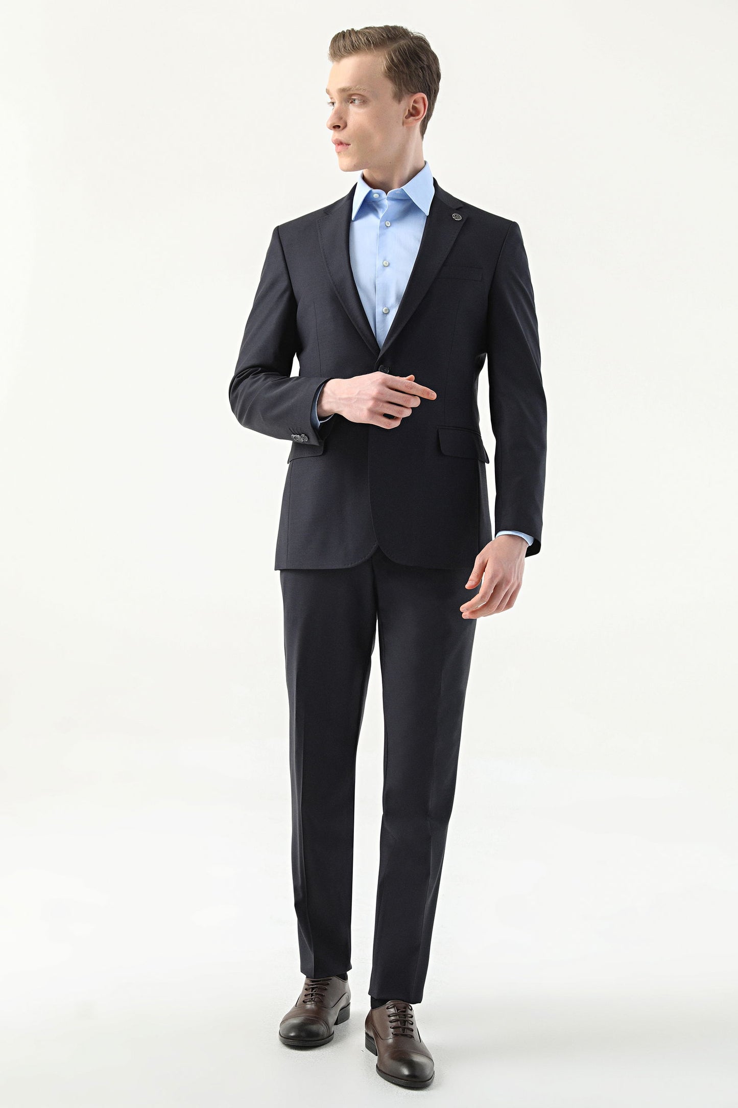 Damat Slim Fit Lacivert Düz Superfine Wool Takim Elbise