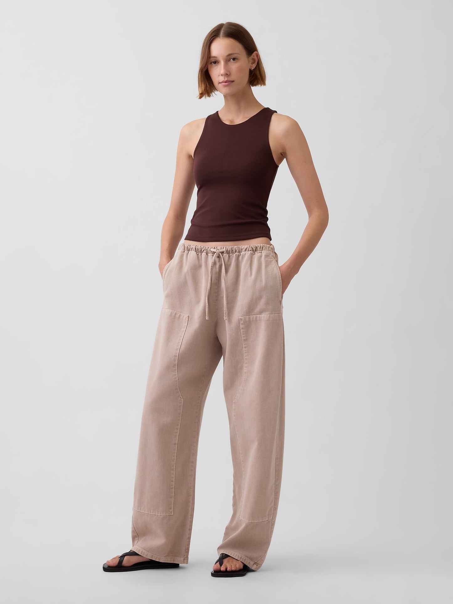 Kahverengi Crop Halter Tank Top