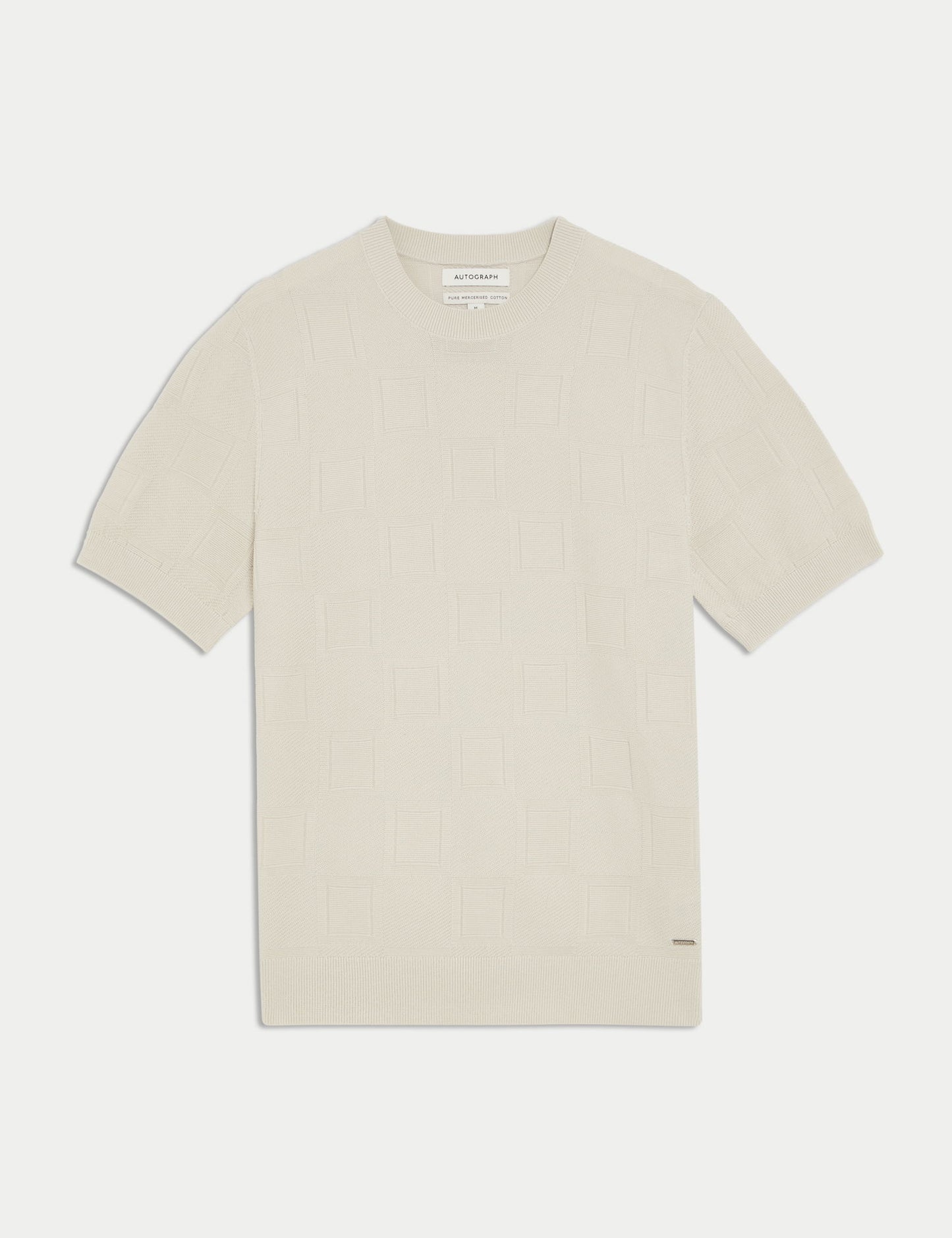 Mercerize Pamuk Geometrik Doku Örme T-shirt