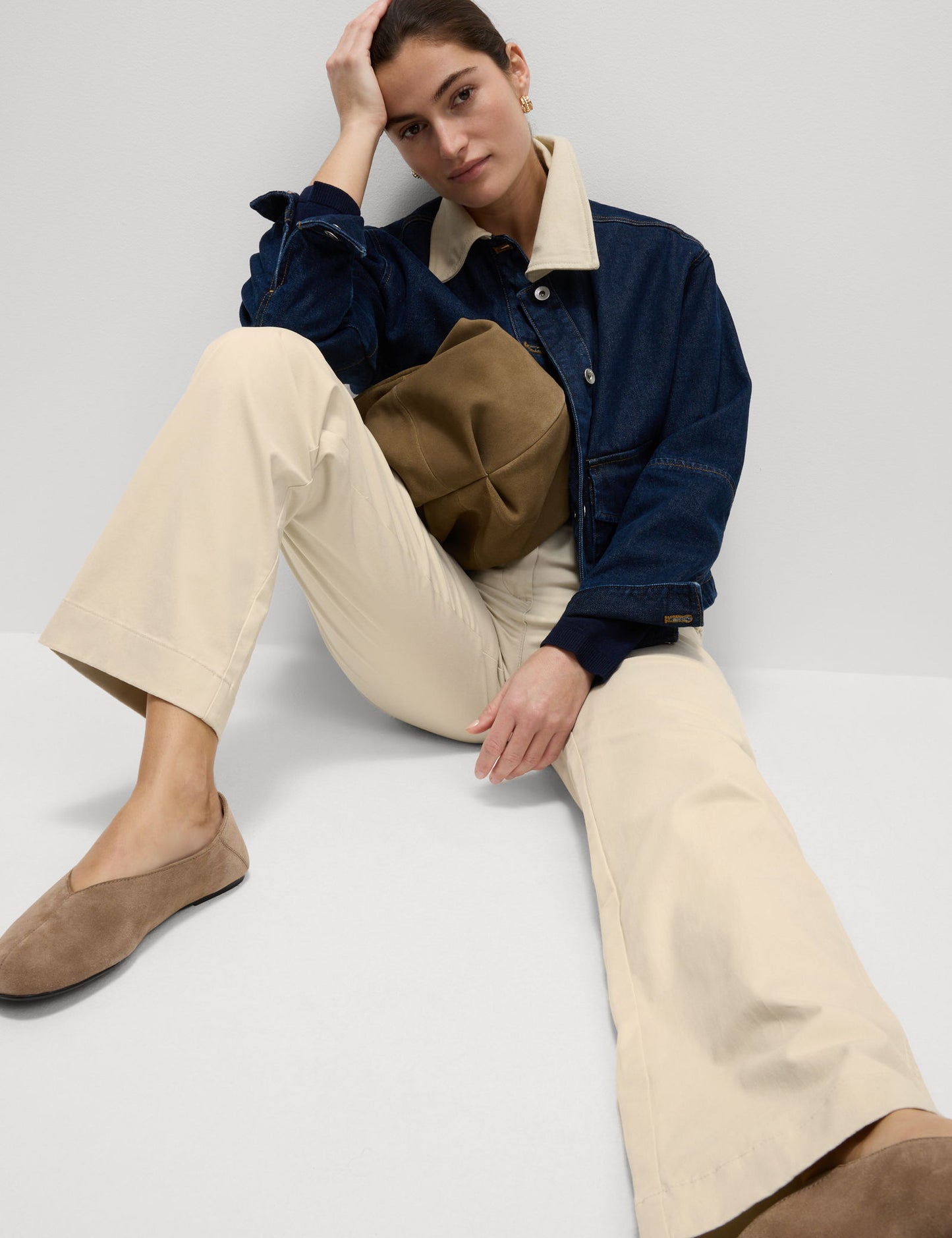 Yüksek Bel Straight Leg Chino Pantolon