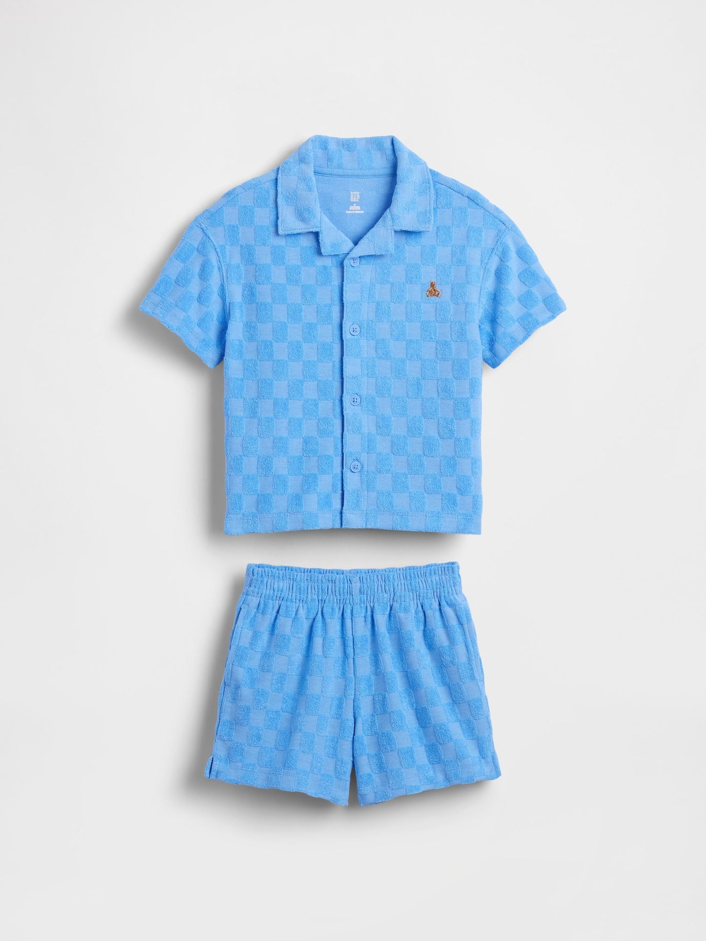 Mavi Kareli Terry Resort Outfit Set