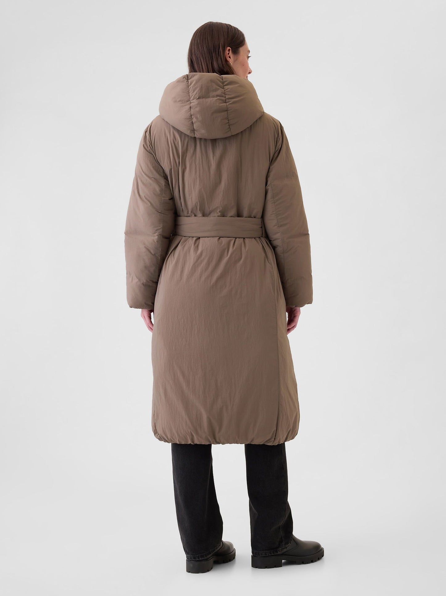 Kahverengi Primaloft® Big Puff Şişme Uzun Mont