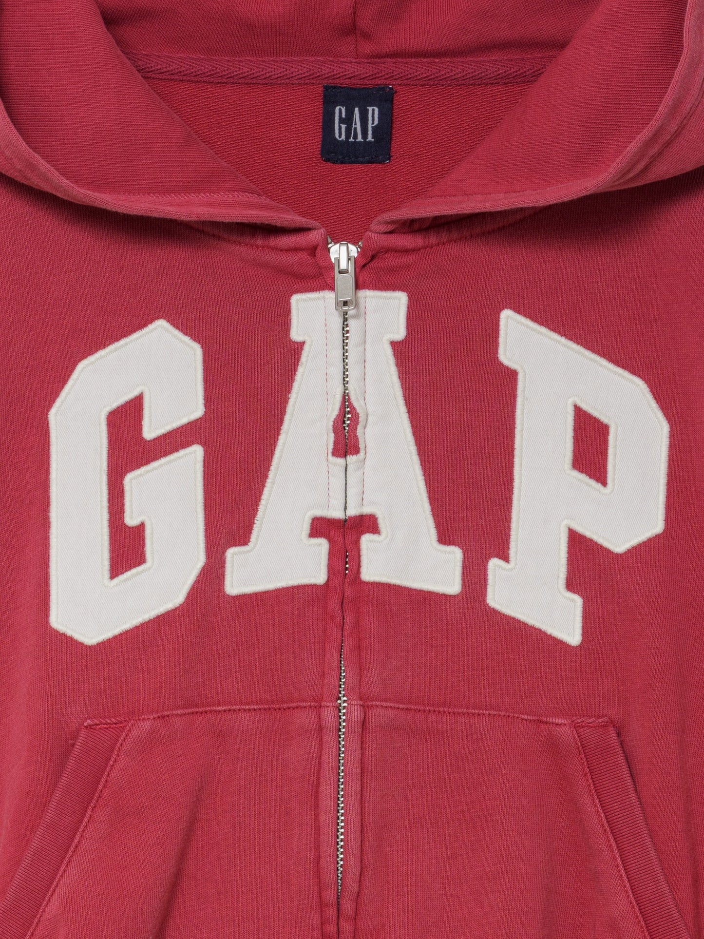 Kırmızı Fransız Havlu Kumaş Oversized Gap Logo Fermuarlı Sweatshirt