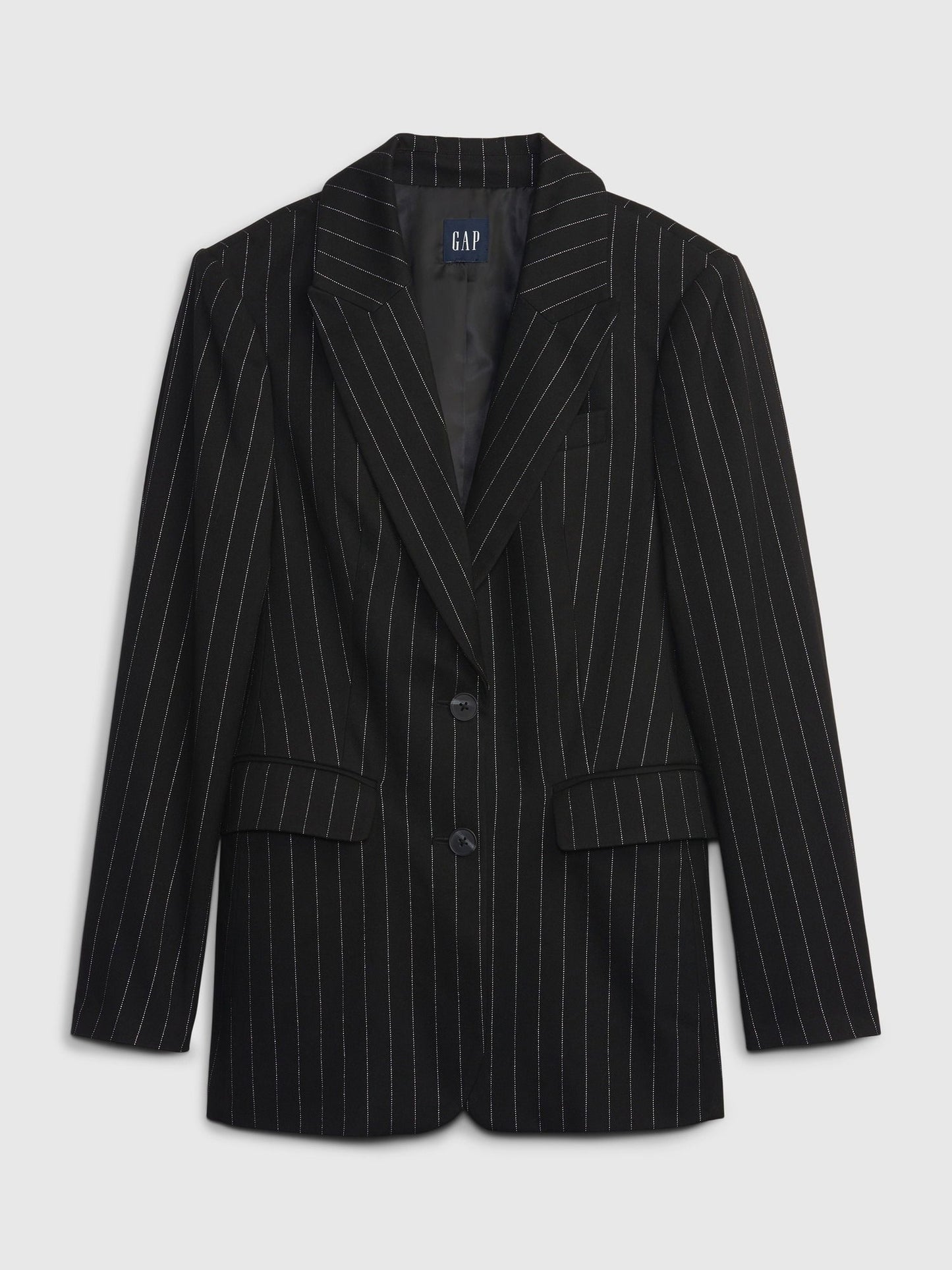 Siyah Metalik Parlak Çizgili Blazer Ceket