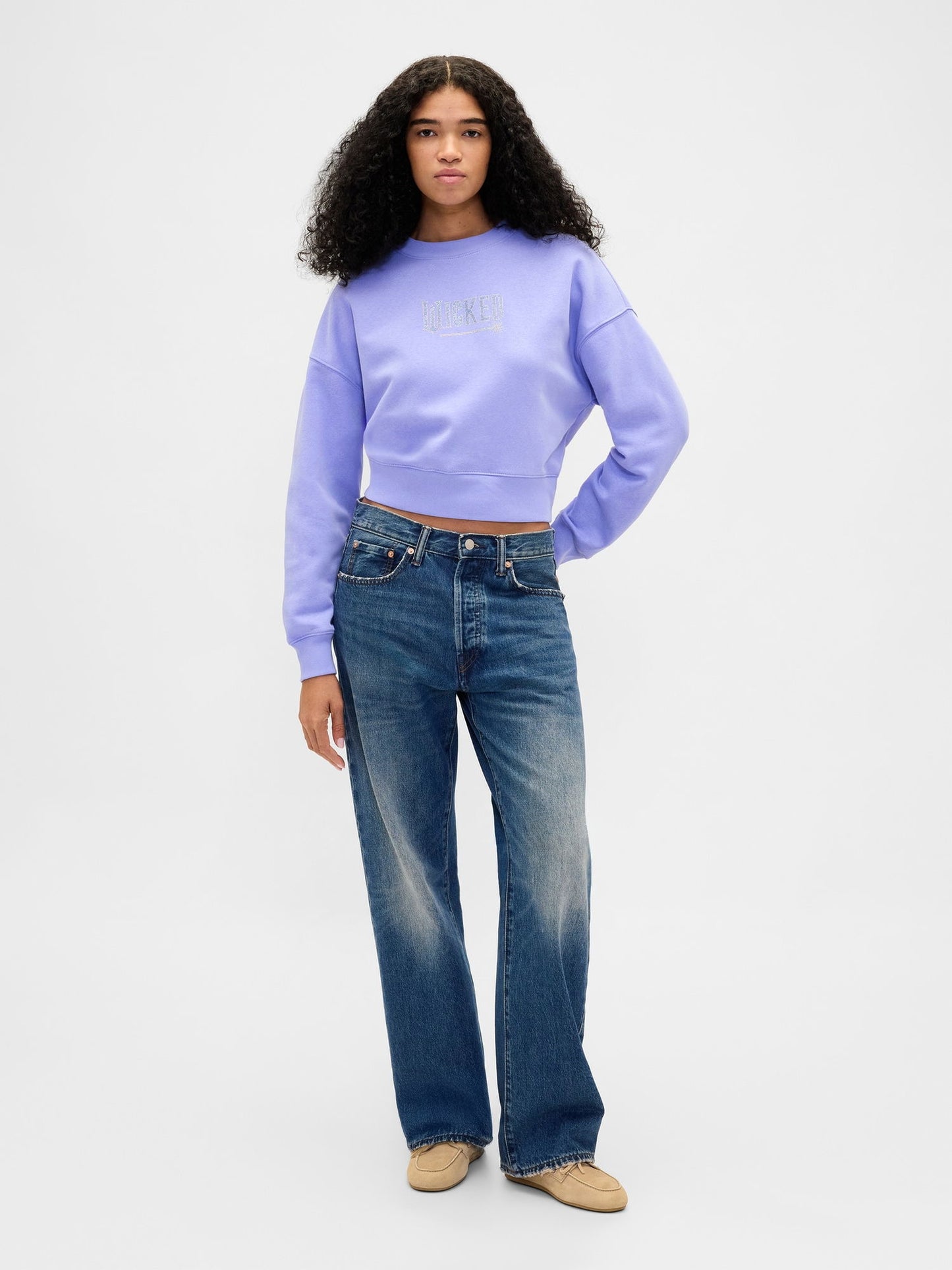Açık Mavi Vintagesoft Wicked Crop Wedge Sweatshirt