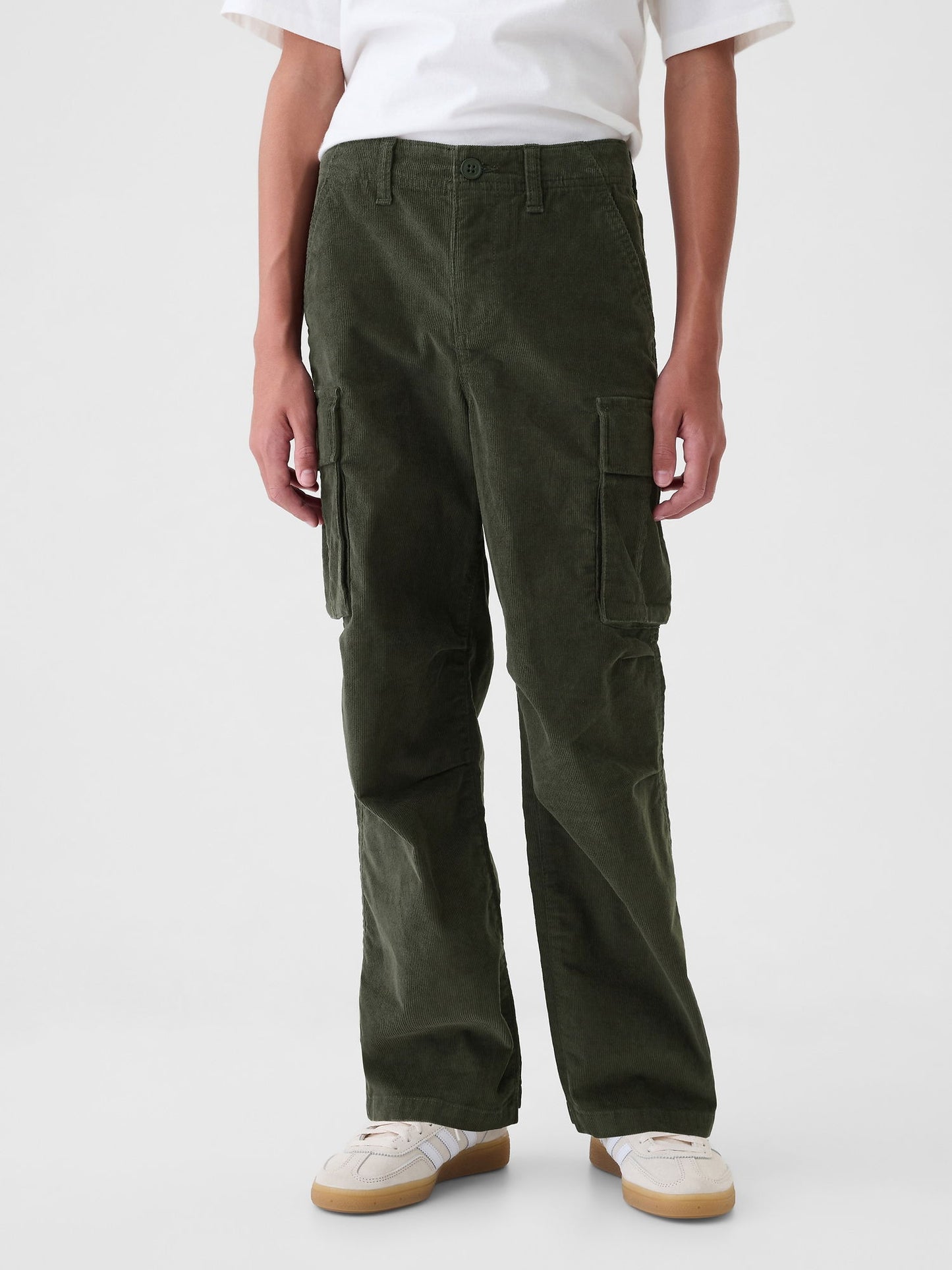 Haki Soft Stretch Kadife Kargo Baggy Jean Pantolon
