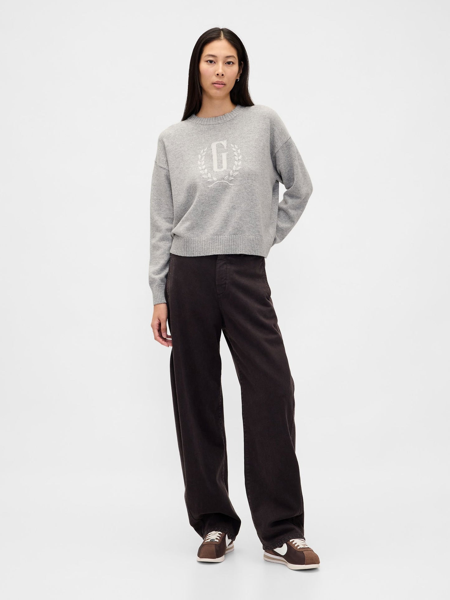 Gri Gap Logo Intarsia Kazak