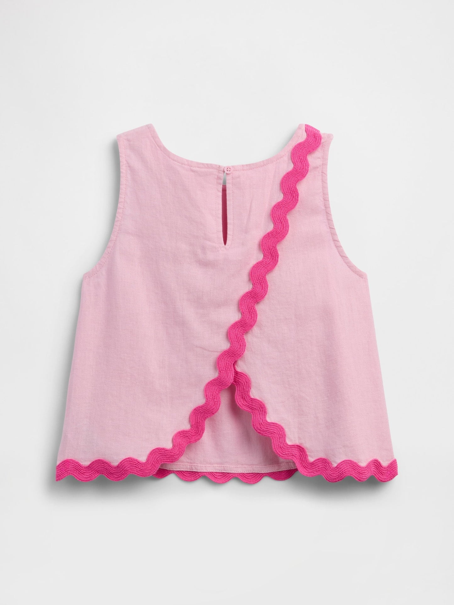 Açık Pembe Keten Karışımlı Kolsuz Bluz