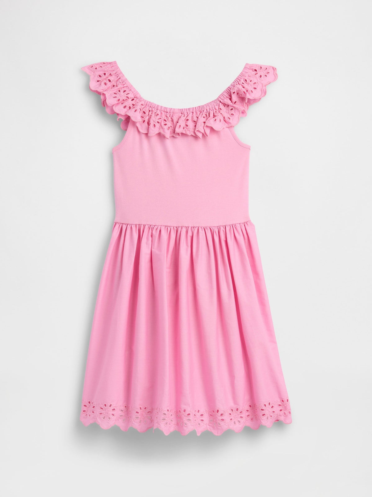 Pembe Kids Eyelet Volan Elbise