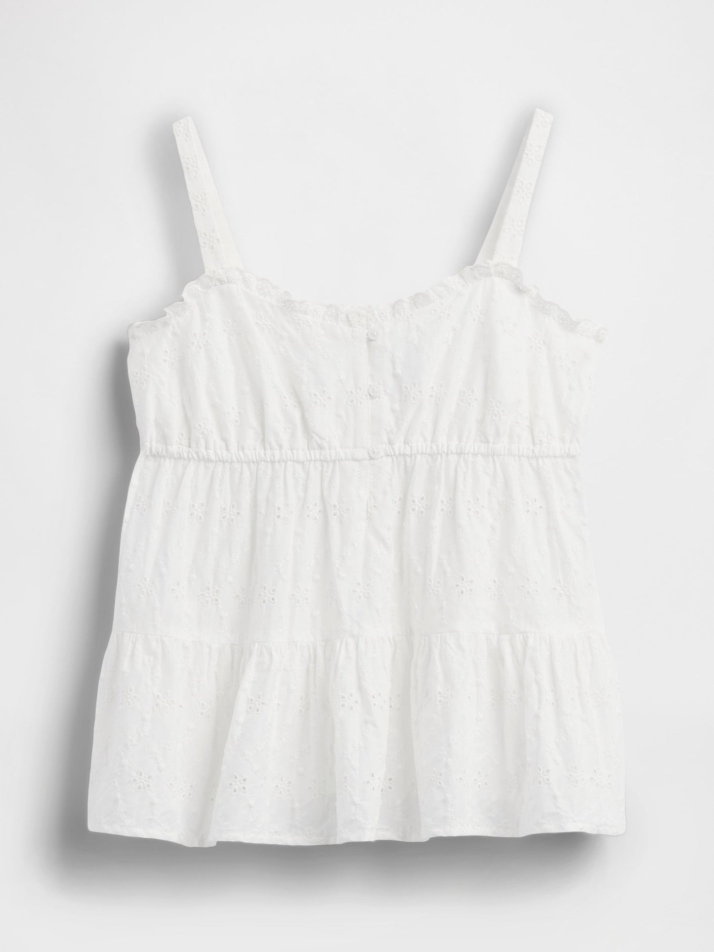 Beyaz Tiered Eyelet Tank Bluz