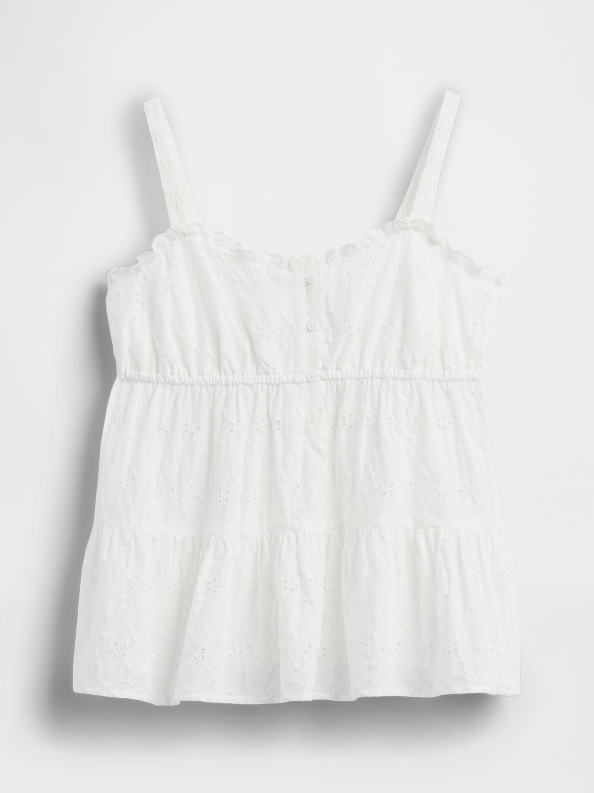 Beyaz Tiered Eyelet Tank Bluz