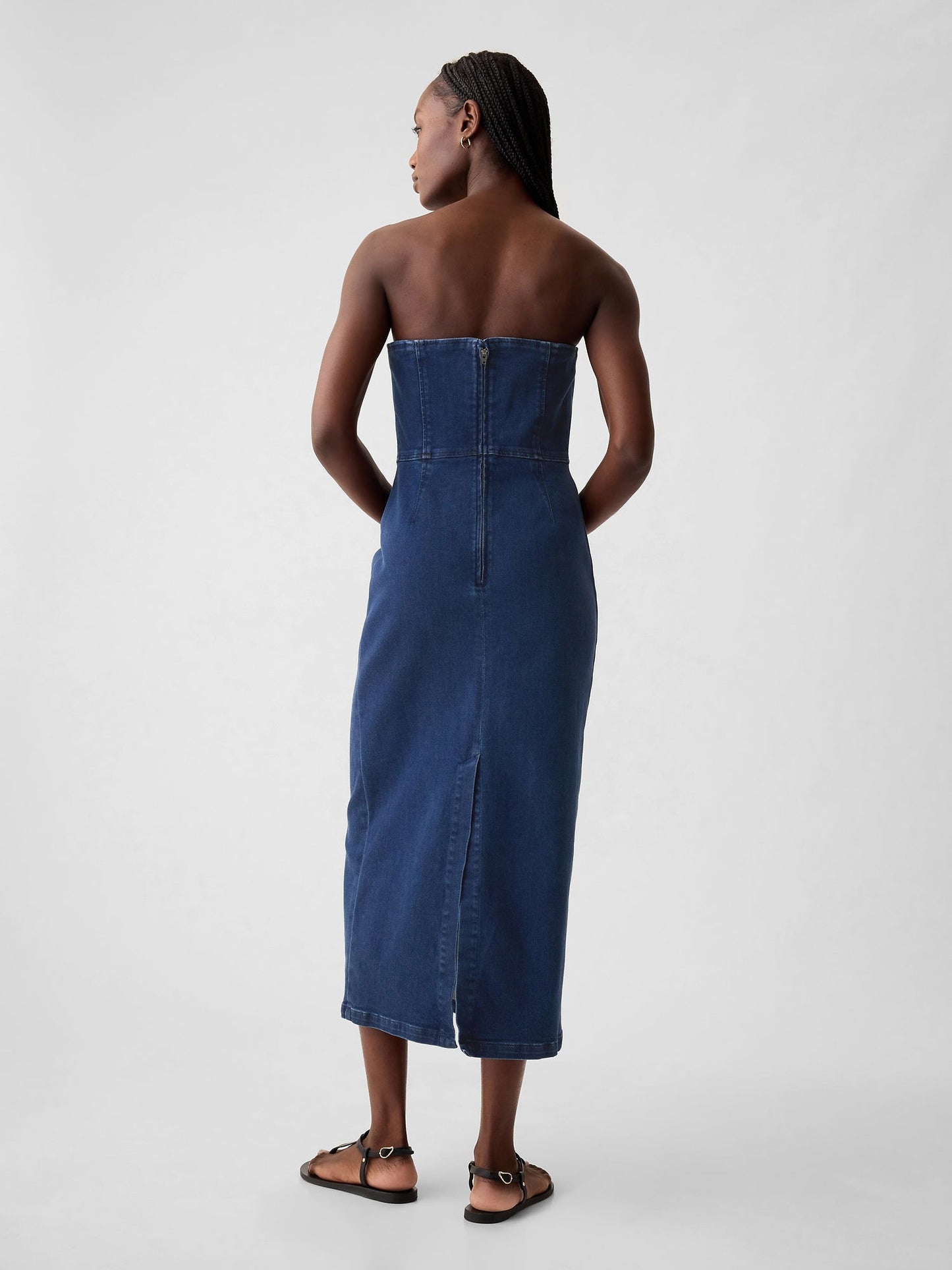 Mavi Straplez Denim Midi Elbise