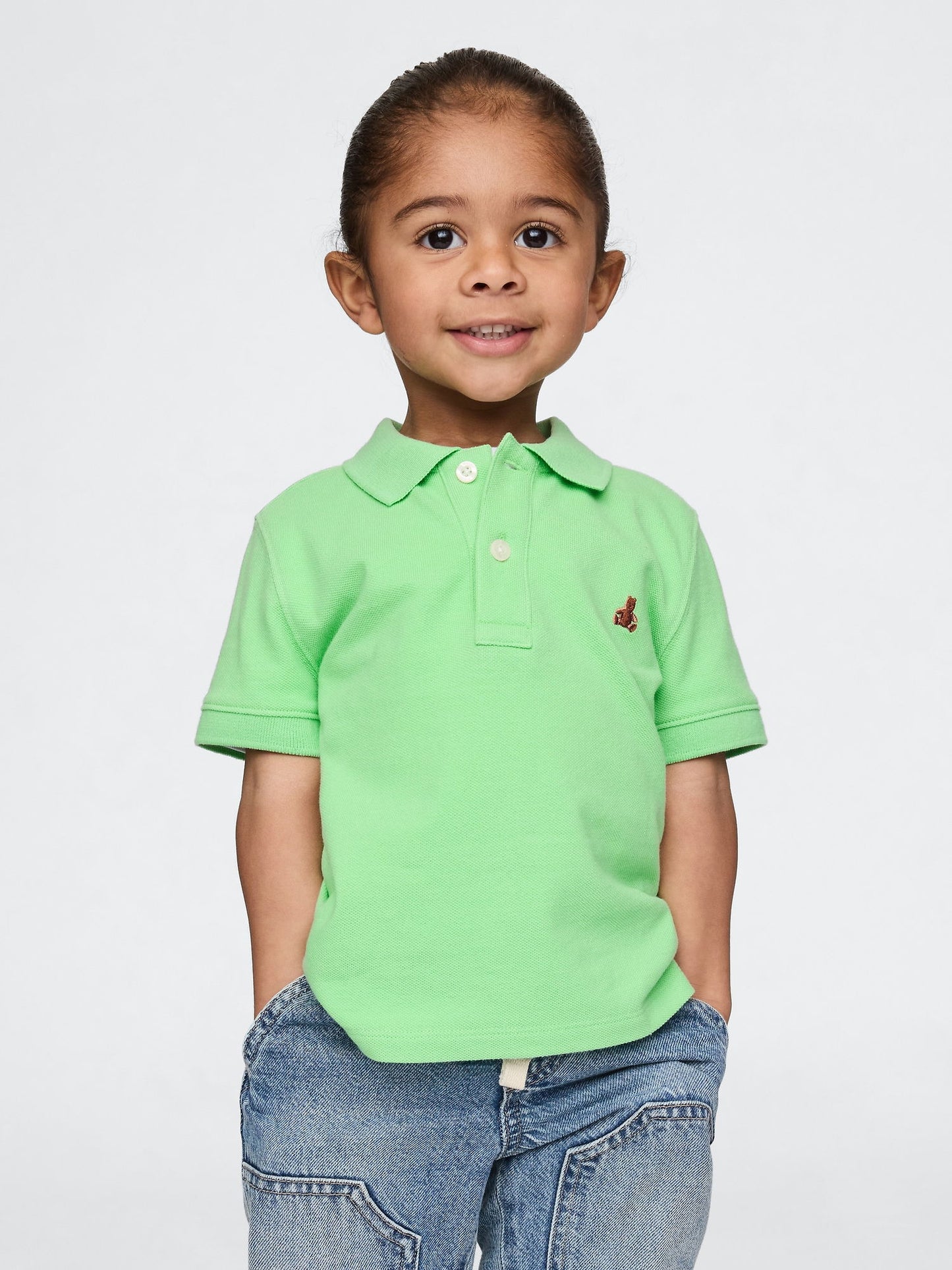 Yeşil Brannan Bear İşlemeli Pique Polo Yaka T-Shirt
