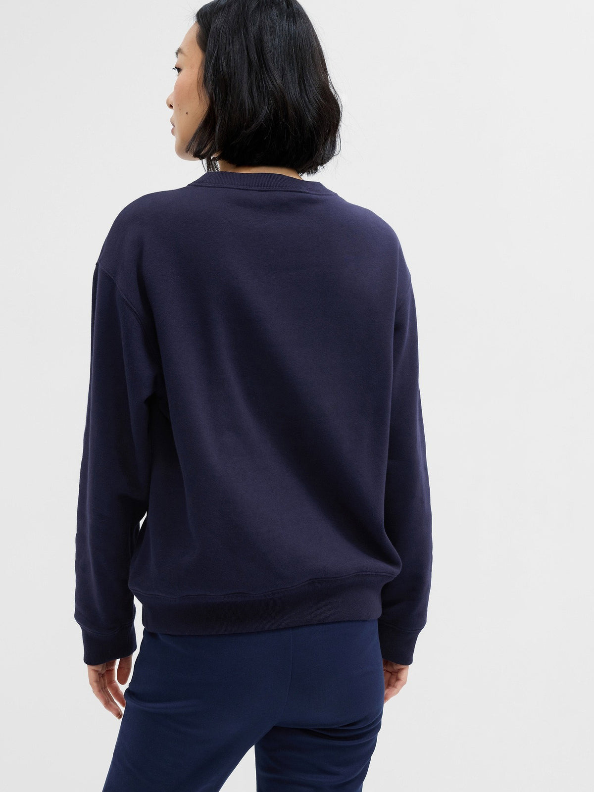 Lacivert Gap Logo Bisiklet Yaka Fleece Sweatshirt