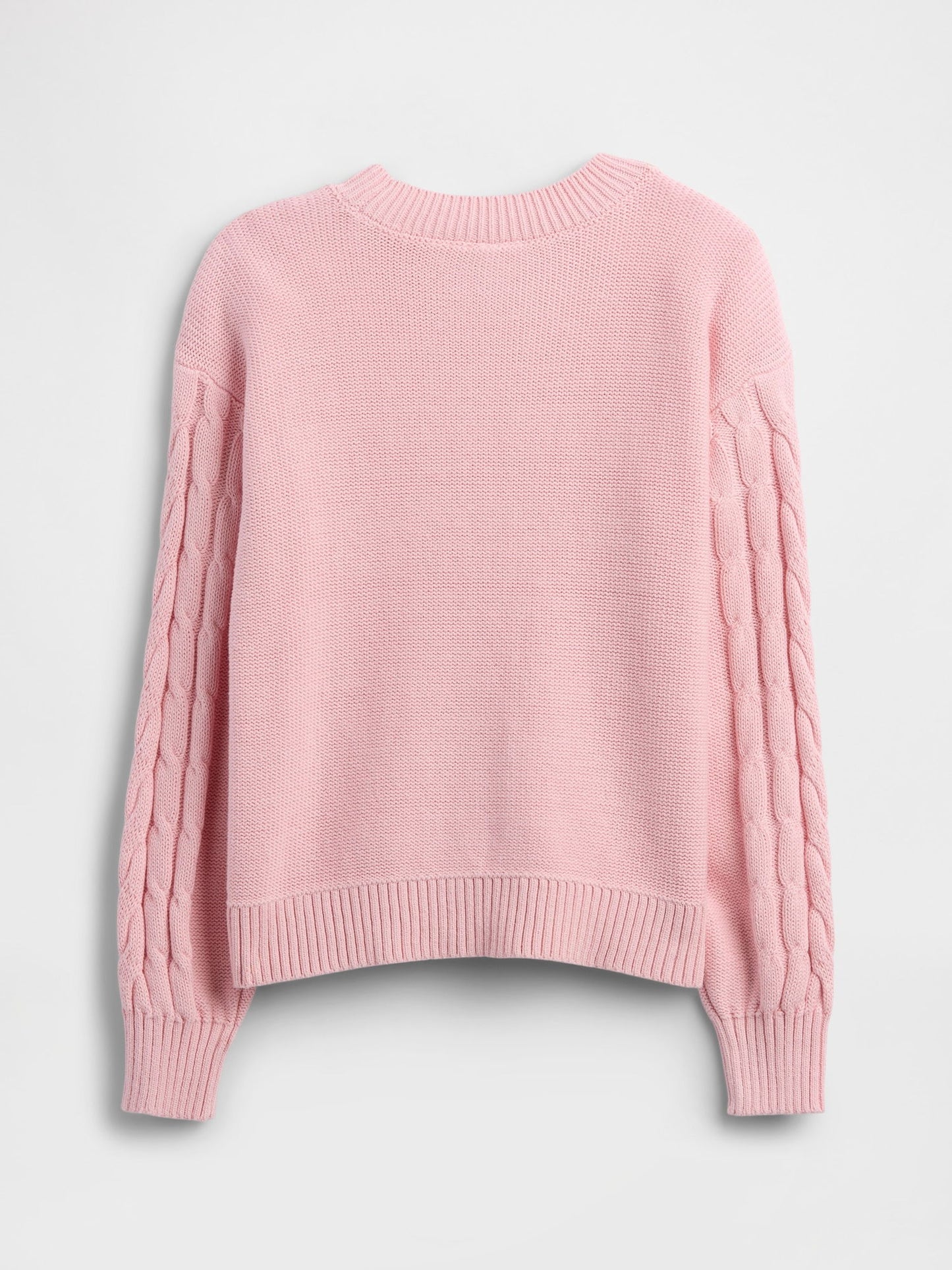 Açık Pembe Kids Relaxed Cable Örgü Kazak